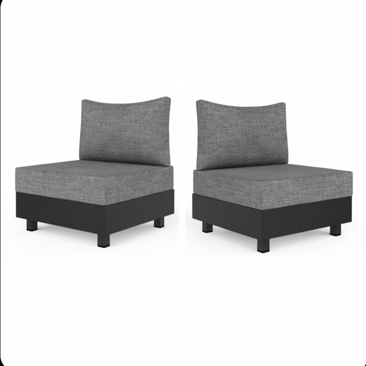 Modular Armless Chair Set with Coffee Table - Gray