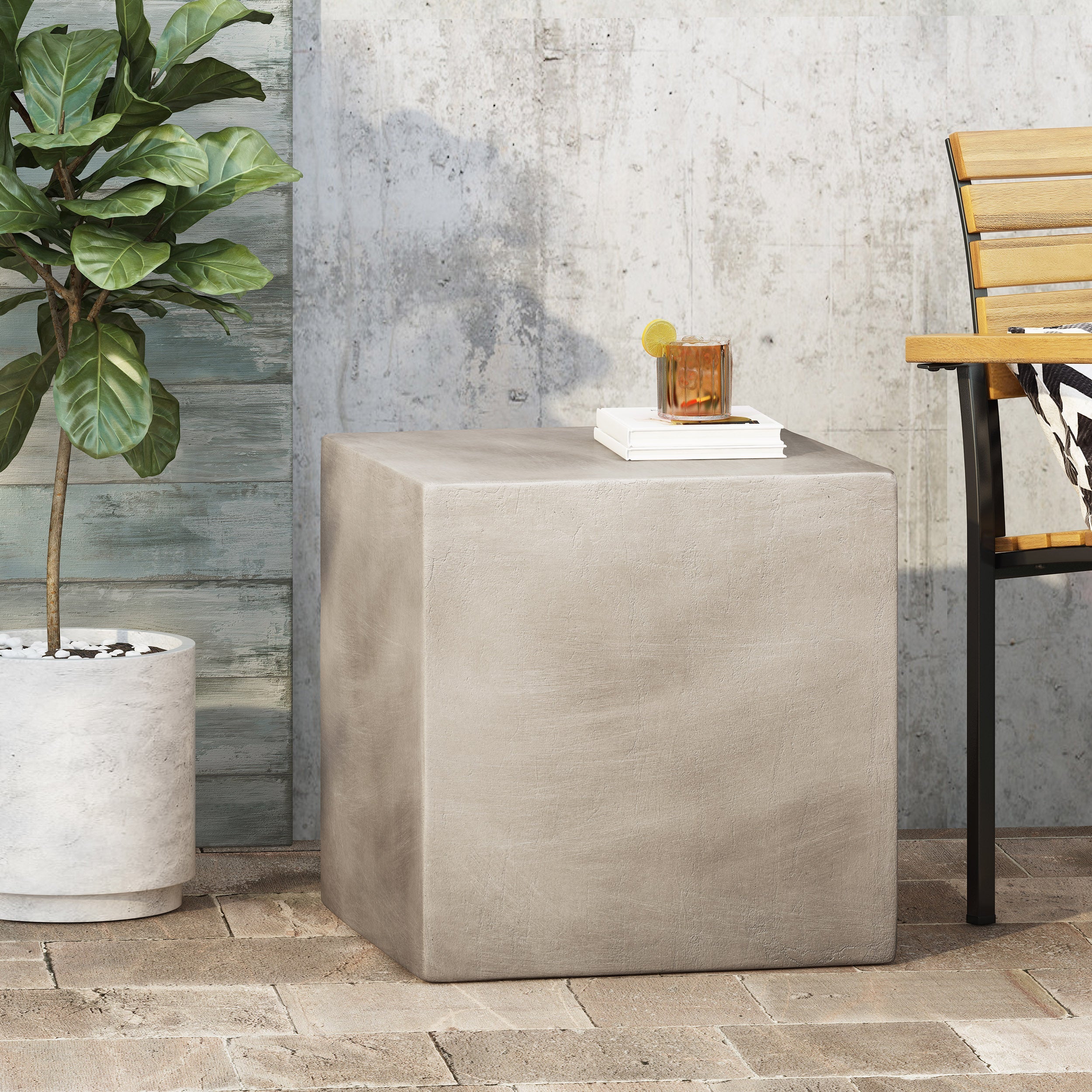 Outdoor MGO Square Side Table, Light