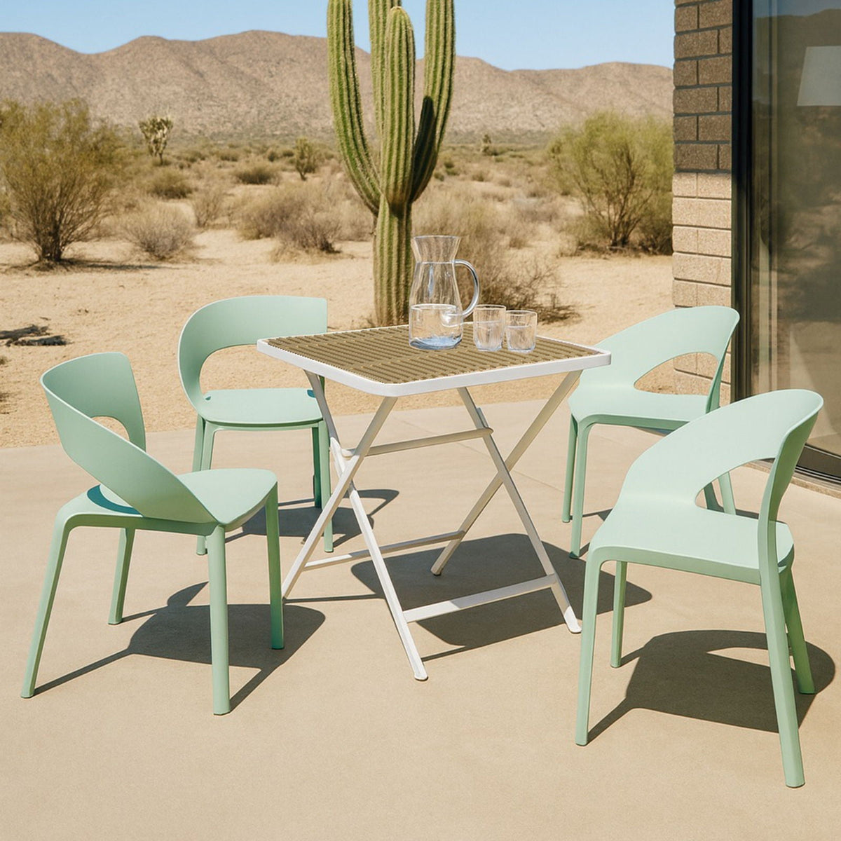 Modern 4 Piece Outdoor Set with Folding Table - Green or Orange
