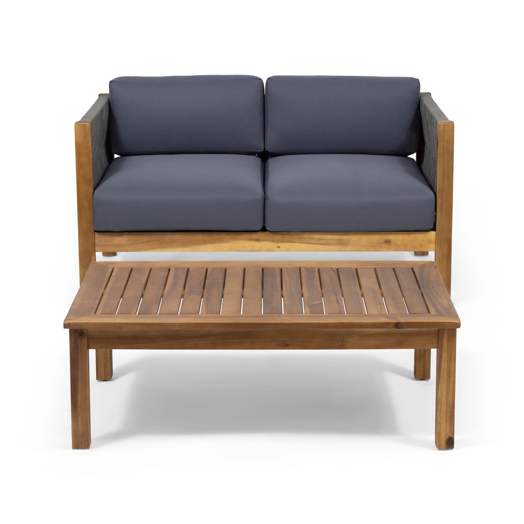 Charlotte Outdoor And Rope 4 Seater Chat Set With Cushions - Teak
