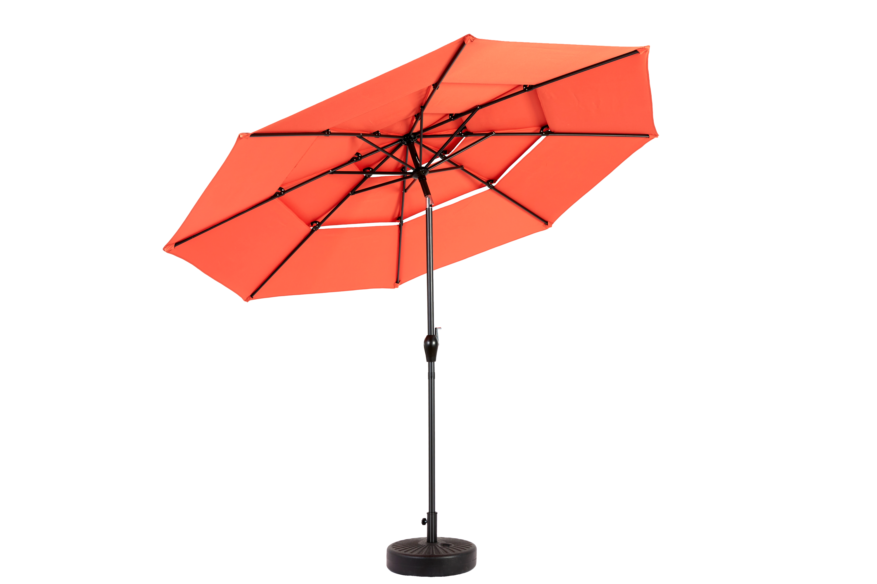 Aluminium 10ft 3-Tier Auto-Tilt Outdoor Patio Umbrella - Orange