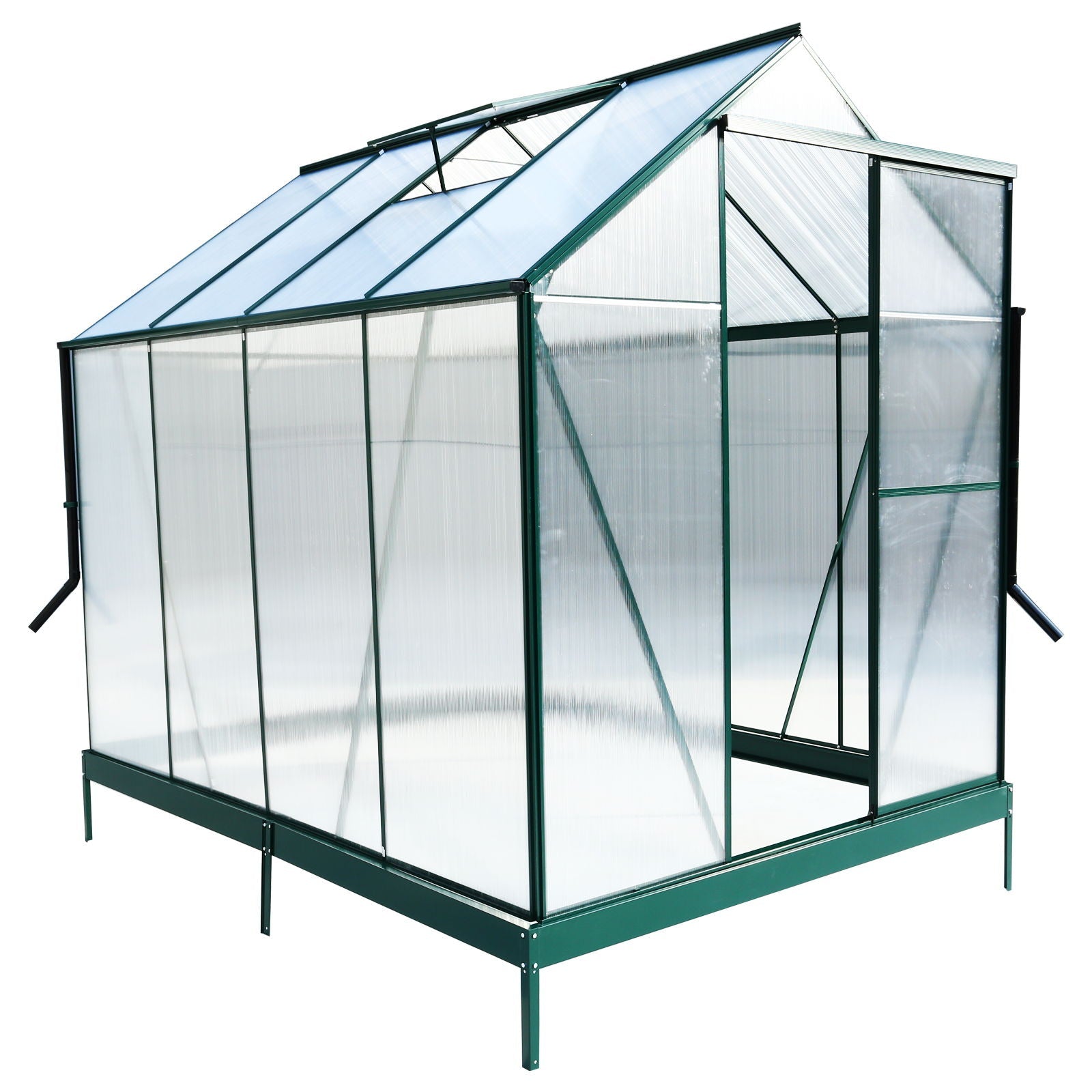 Polycarbonate house, Heavy Duty Outdoor Aluminum Walk-In House Kit With Rain Gutter, Vent And Door For Backyard Garden