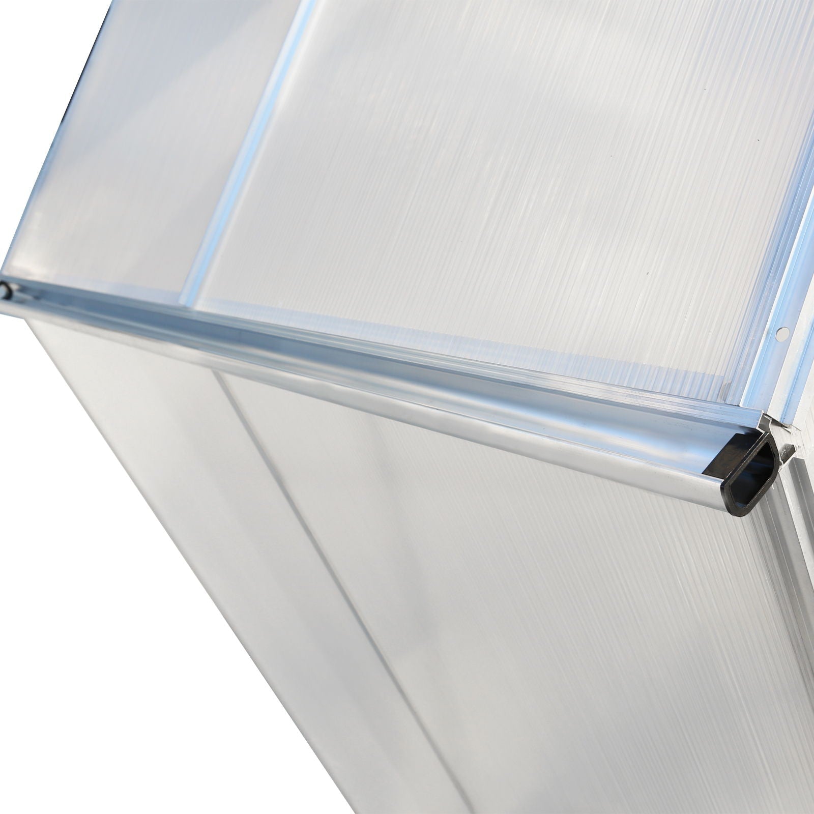Polycarbonate house, Heavy Duty Outdoor Aluminum Walk-In House Kit With Rain Gutter, Vent And Door For Backyard Garden