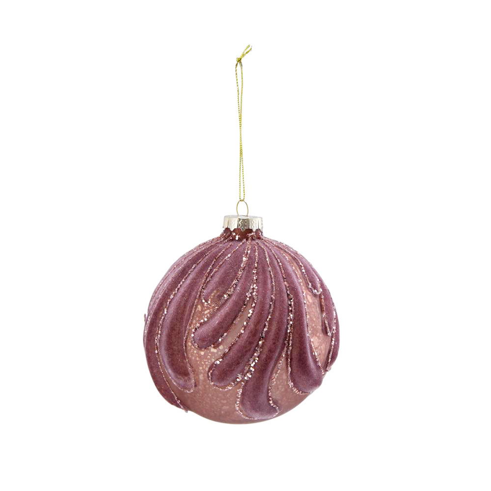 Decorative Hanging Glass Christmas Ball Ornaments - Set of 6 with Elegant Glass Design - Pearl Silver or Purple