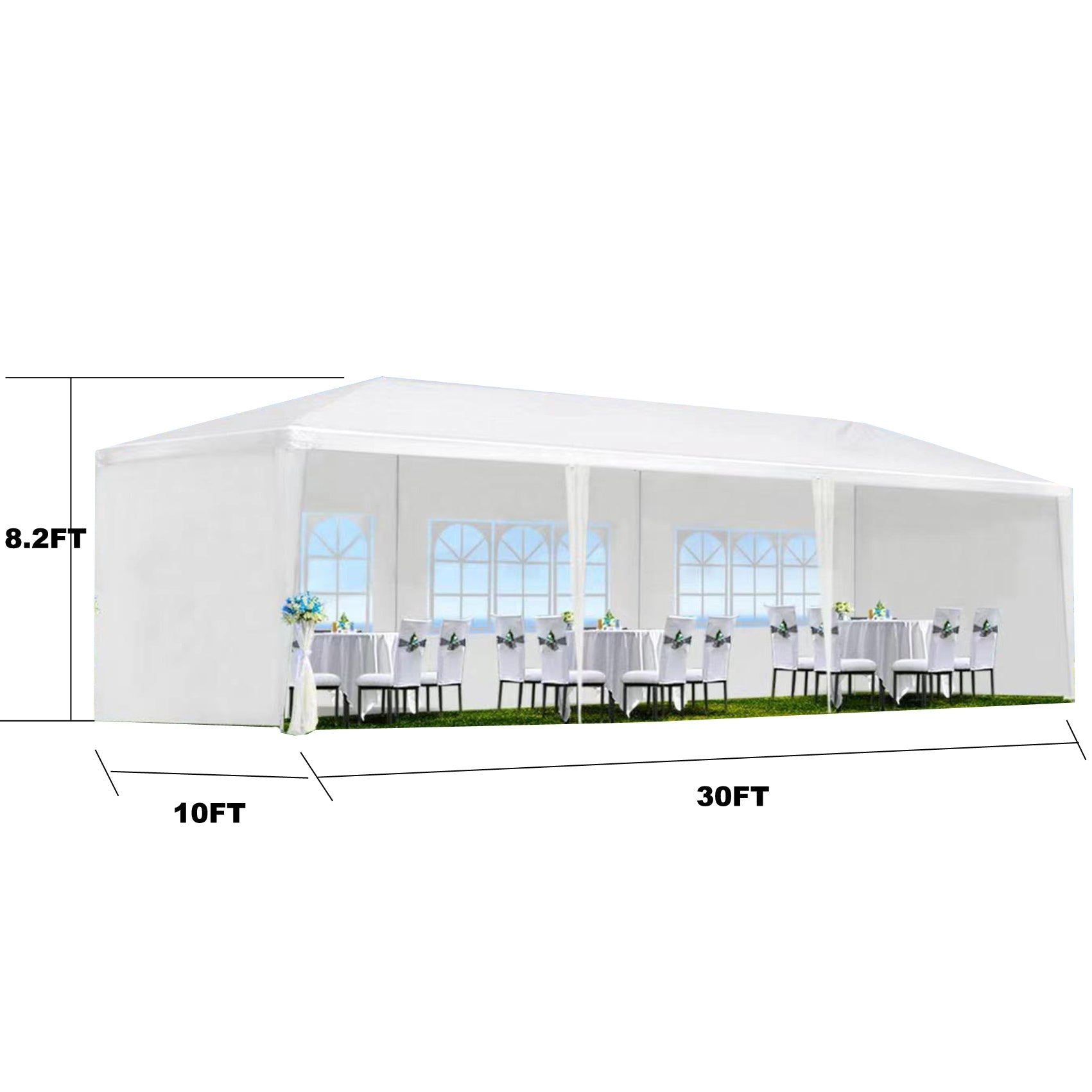 10x30' Outdoor Garden Gazebo Wedding Party Tent Canopy Marquee with 5 Removable Sidewalls
