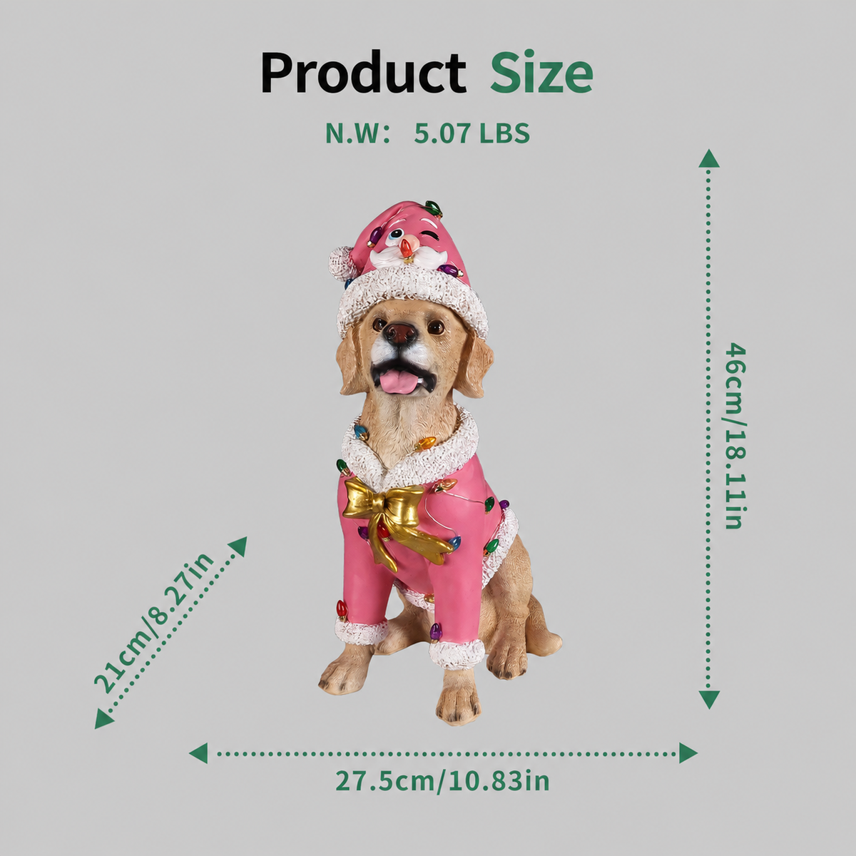 Christmas Labrador Retriever Statue with Santa Outfit - Multicolor