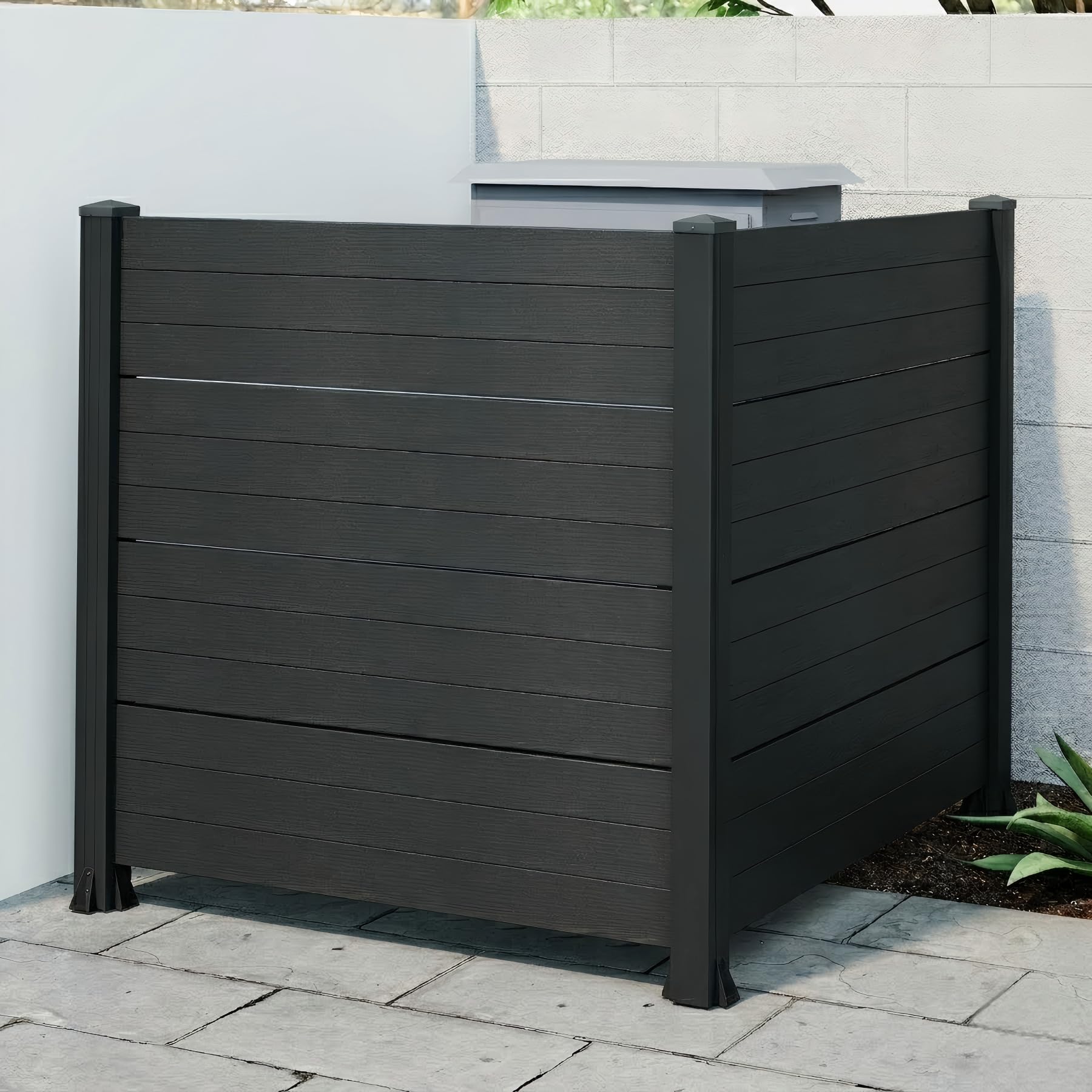 50" W x 49" H Outdoor Privacy Screen, Air Conditioner Fence, All-Weather Vinyl Privacy Fence Screens with Aluminum