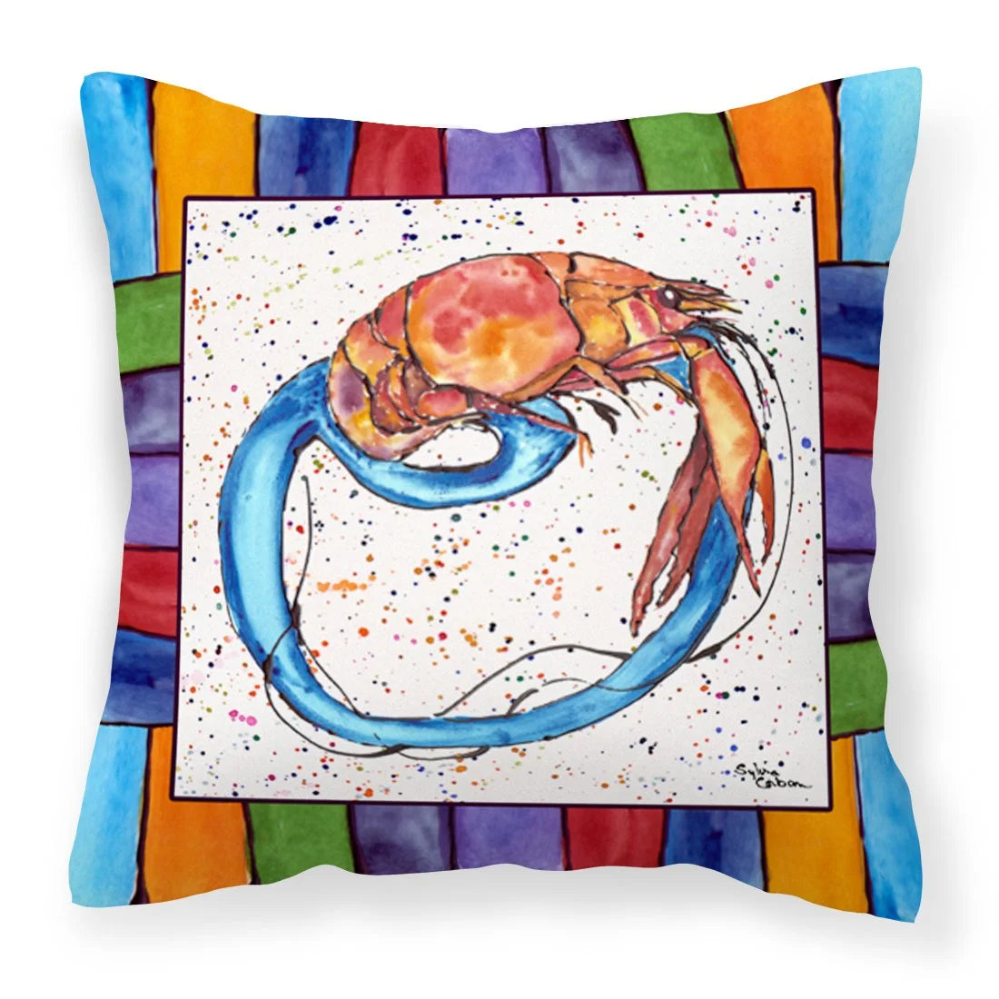 Carolines Treasures 8438-OPW1414 Beach and Seafood Decorative Canvas Fabric Pillow 8438 14Hx14W Multicolor