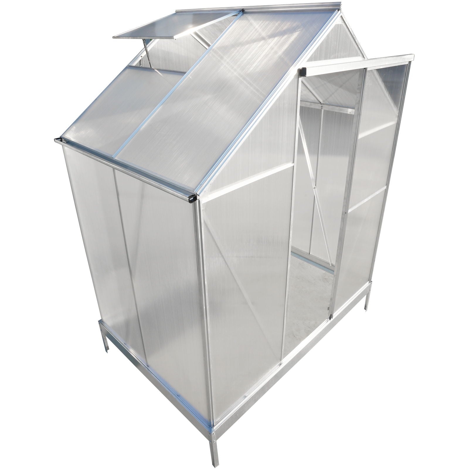 Polycarbonate house, Heavy Duty Outdoor Aluminum Walk-In House Kit With Rain Gutter, Vent And Door For Backyard Garden