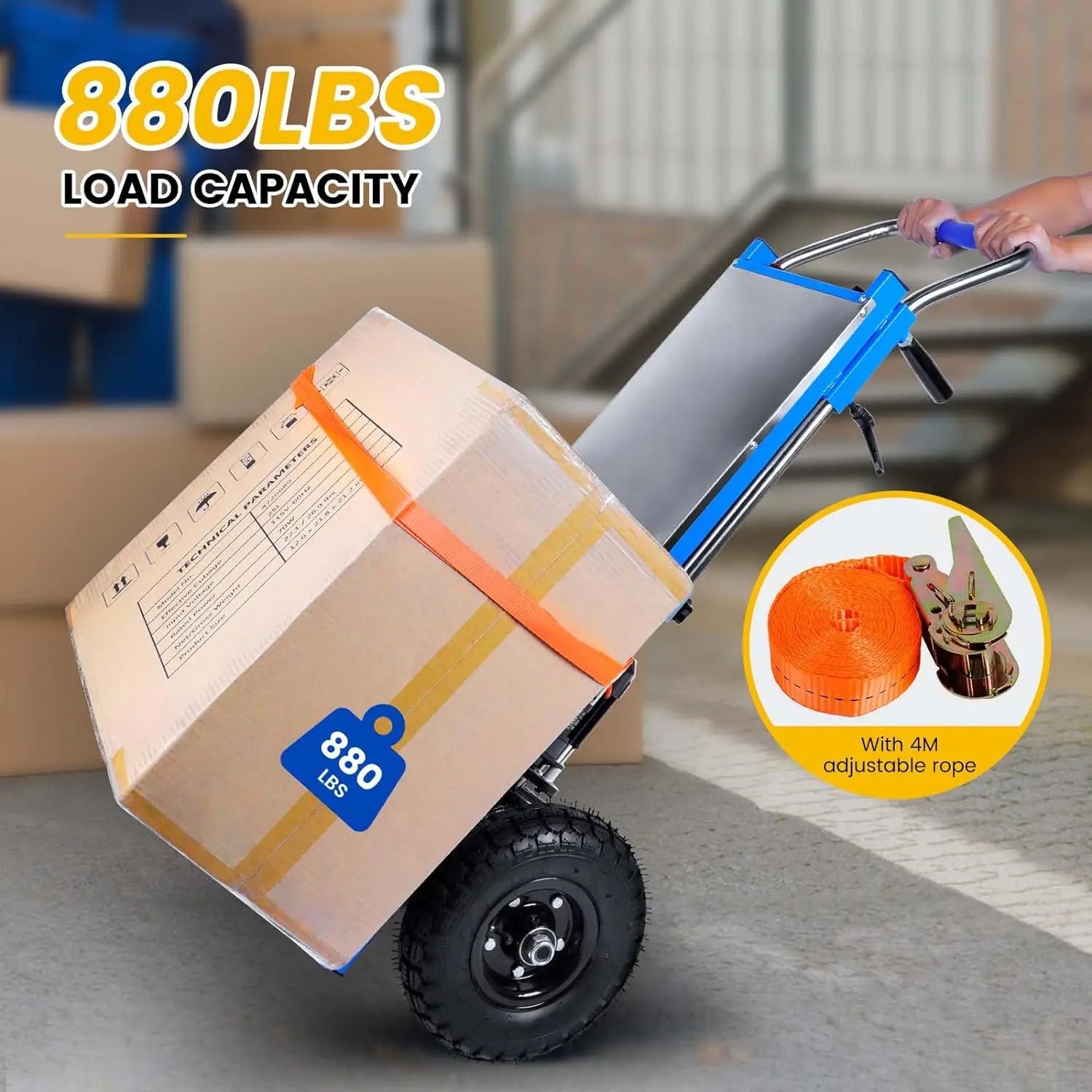 Electric Stair Climbing Dolly with 1200W Motor 880 lb Capacity