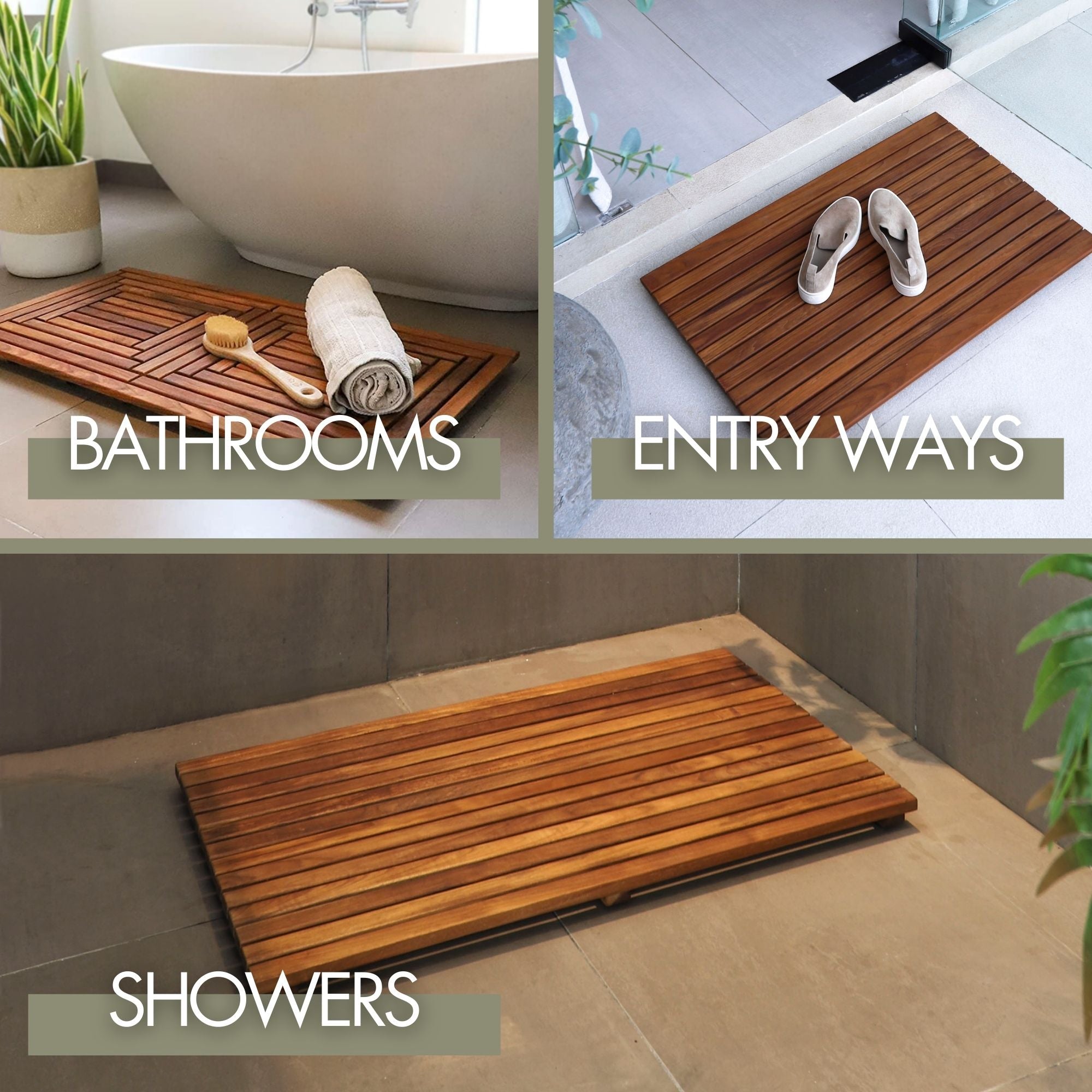 Durango Oiled Teak Shower and Bath Mat with Wide End Slat 31.4″ x 19.6″