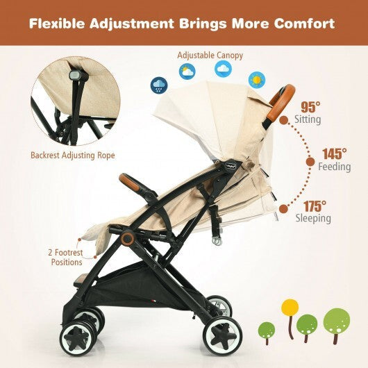 Lightweight Aluminium Frame Baby Stroller with Net-Beige