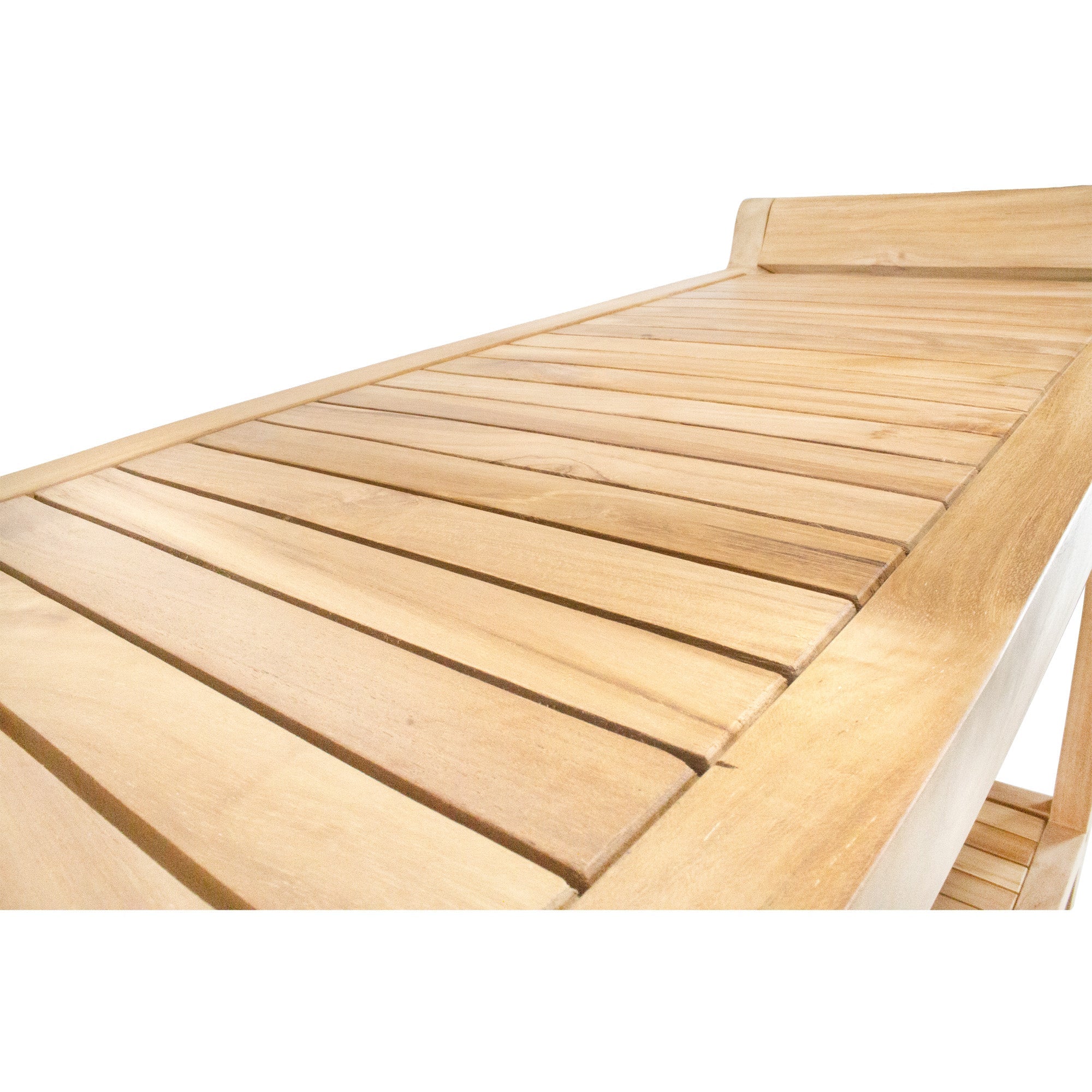 Norwegian Natural Teak Shower and Bath Curved Spa Bench with Shelf - 30"