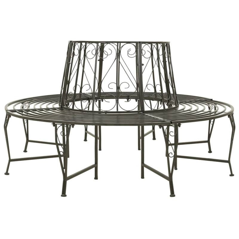 Roundabout Circular Outdoor Garden Tree Bench in Heavy Duty Grey Steel