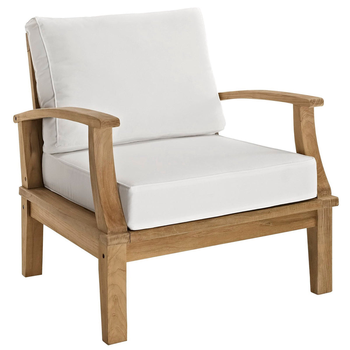 Marina 4 Piece Outdoor Patio Teak Set by Modway - Natural Gray / Natural Navy / Natural White (EEI-1469)