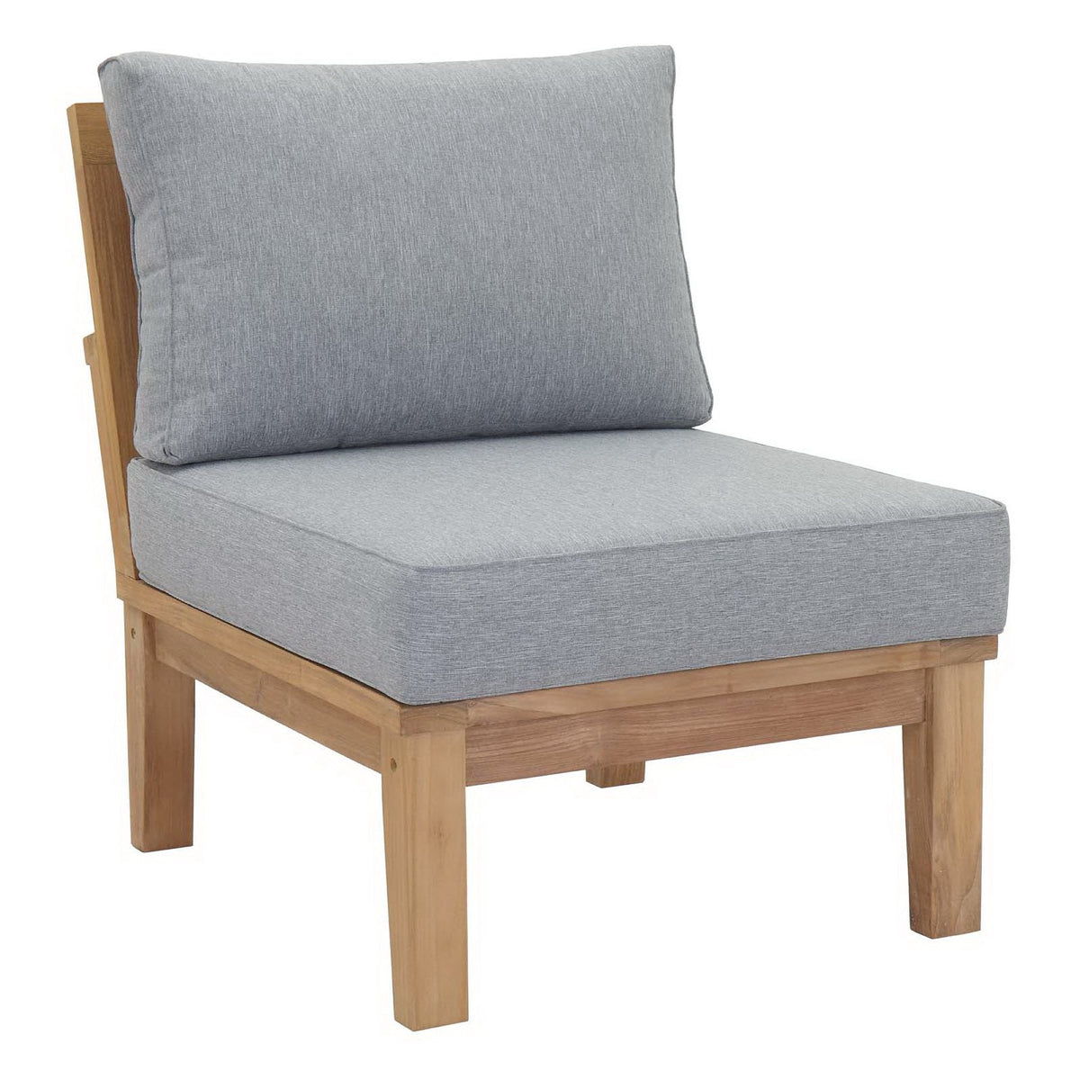 Marina 5 Piece Outdoor Patio Teak Set by Modway - Natural Gray / Natural Navy / Natural White (EEI-1477)
