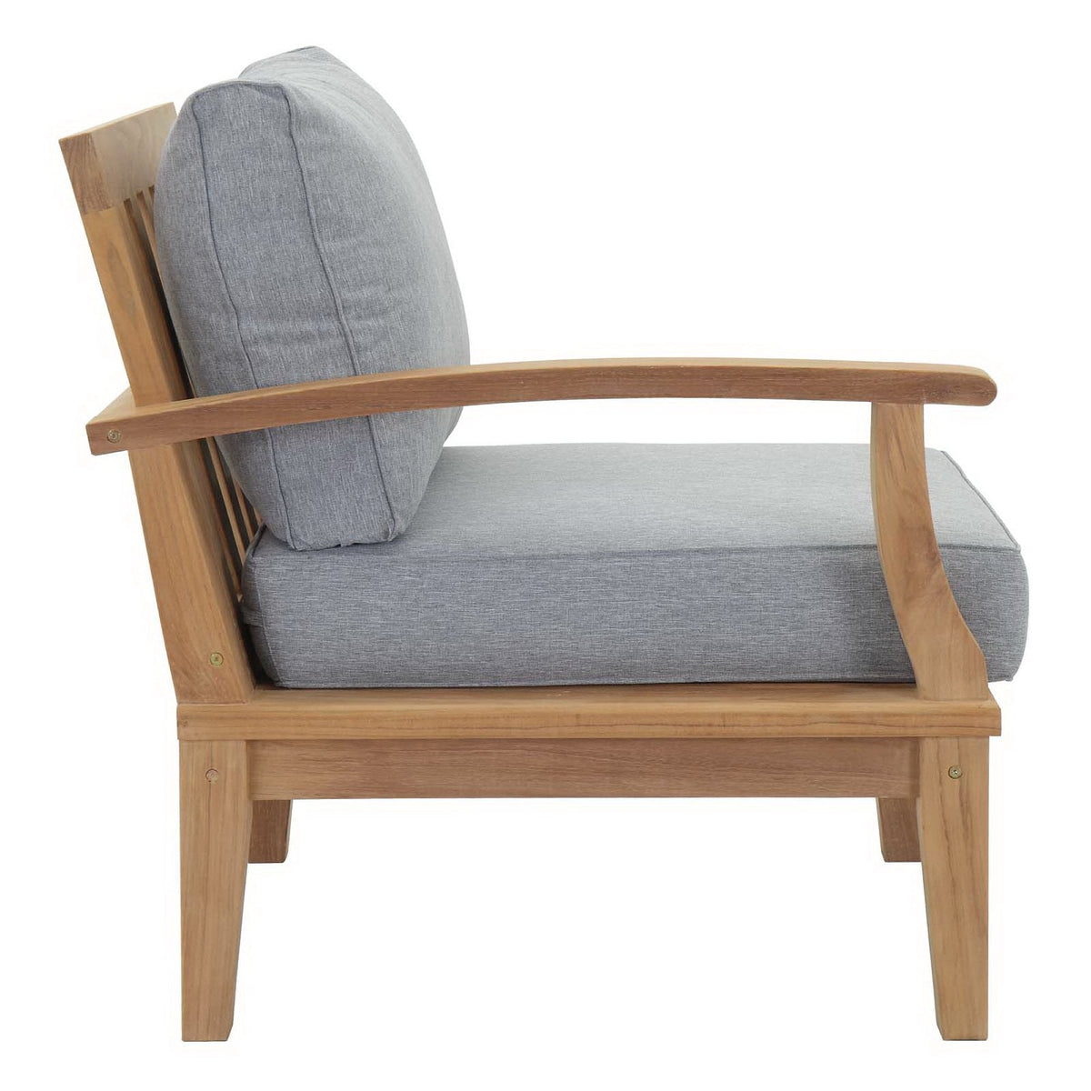 Marina 5 Piece Outdoor Patio Teak Set by Modway - Natural Gray / Natural Navy / Natural White (EEI-1477)