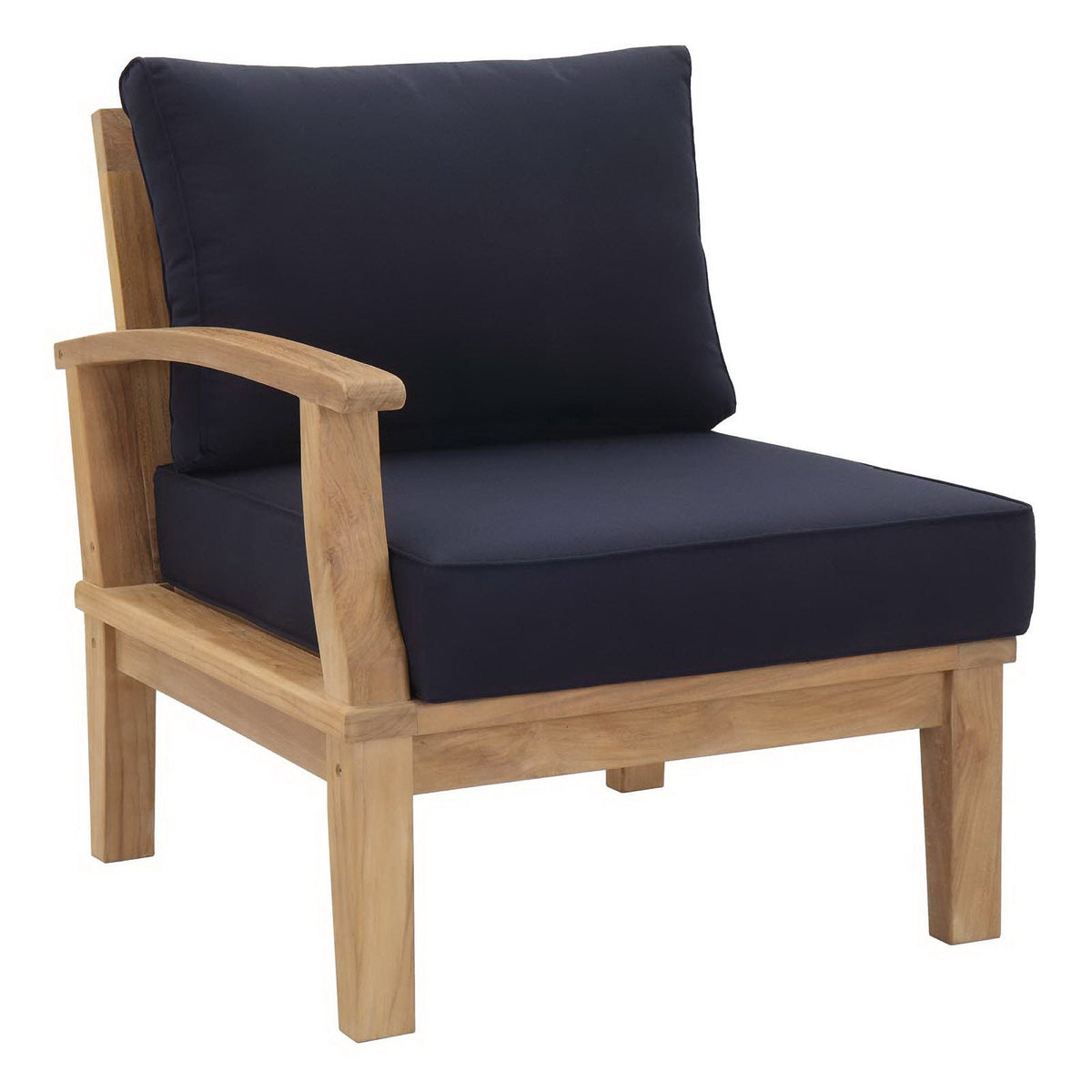 Marina 5 Piece Outdoor Patio Teak Set by Modway - Natural Gray / Natural Navy / Natural White (EEI-1477)