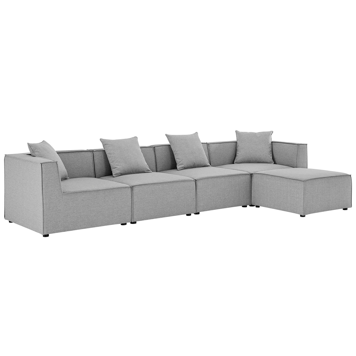 Saybrook 5-Piece Outdoor Patio Upholstered Sectional Sofa by Modway - Gray / Navy / White (EEI-4382)