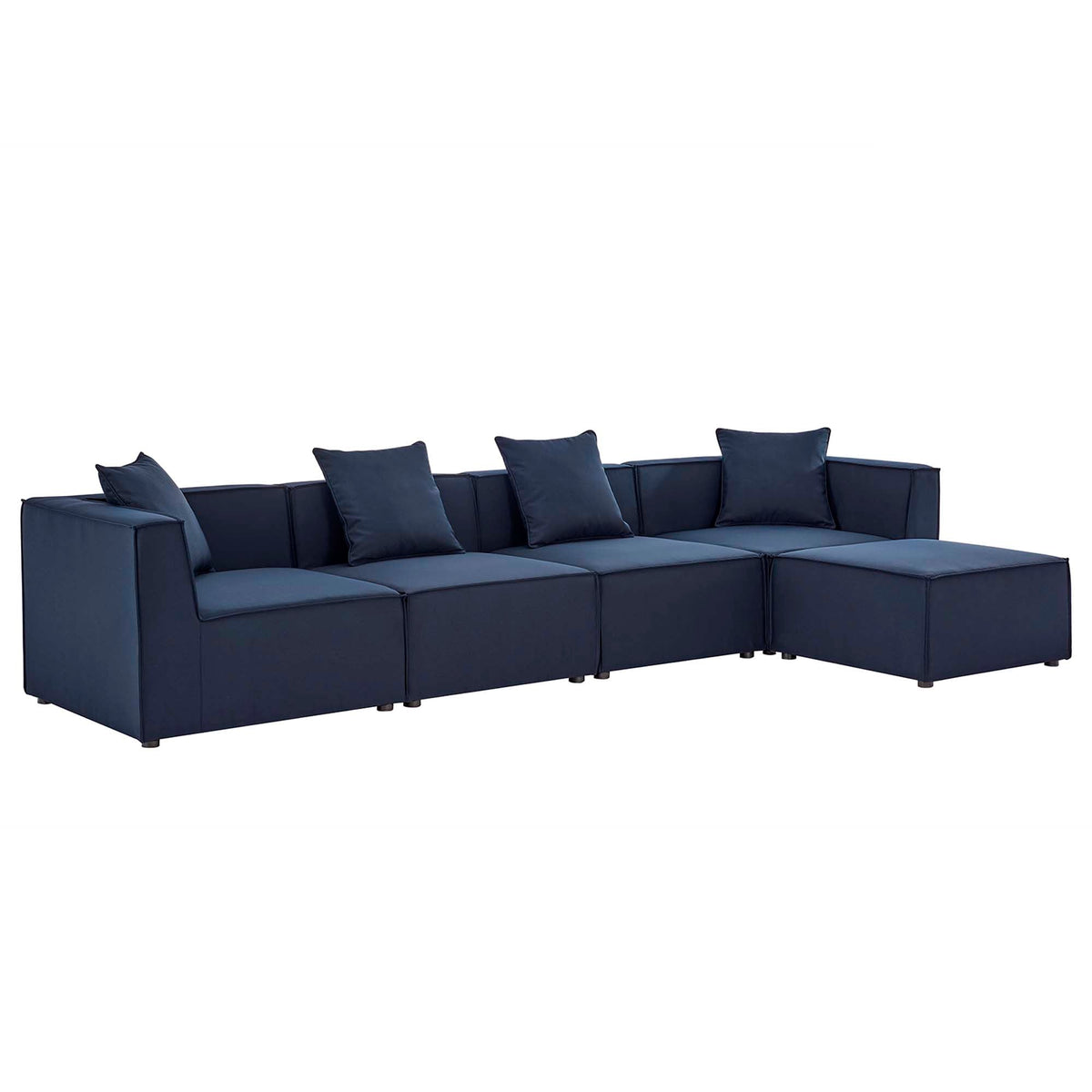 Saybrook 5-Piece Outdoor Patio Upholstered Sectional Sofa by Modway - Gray / Navy / White (EEI-4382)