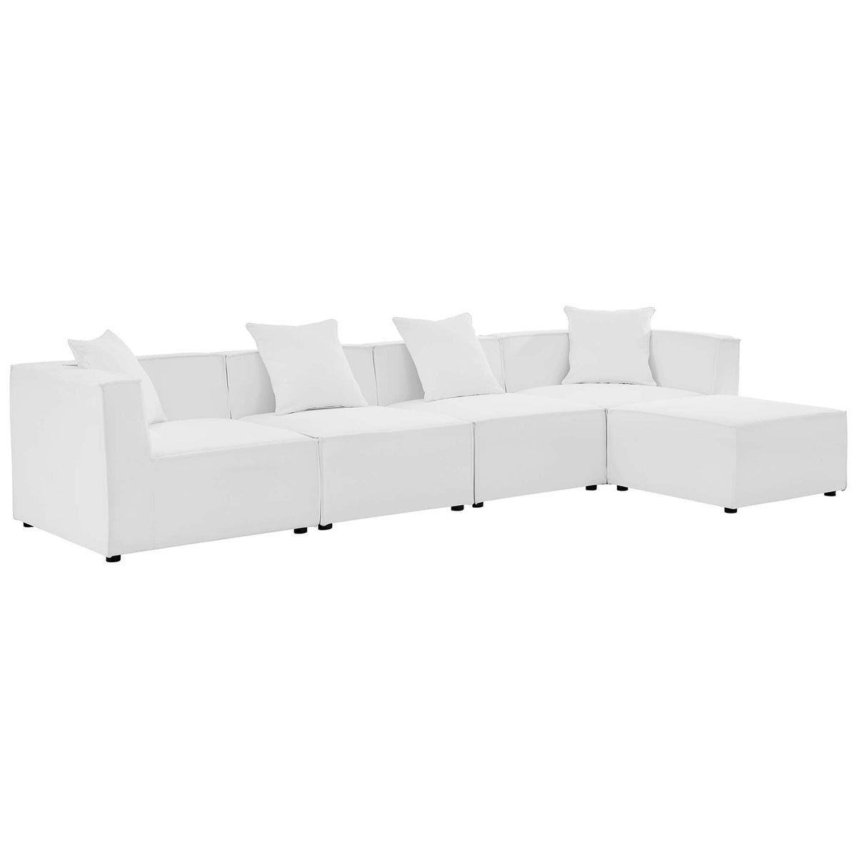 Saybrook 5-Piece Outdoor Patio Upholstered Sectional Sofa by Modway - Gray / Navy / White (EEI-4382)