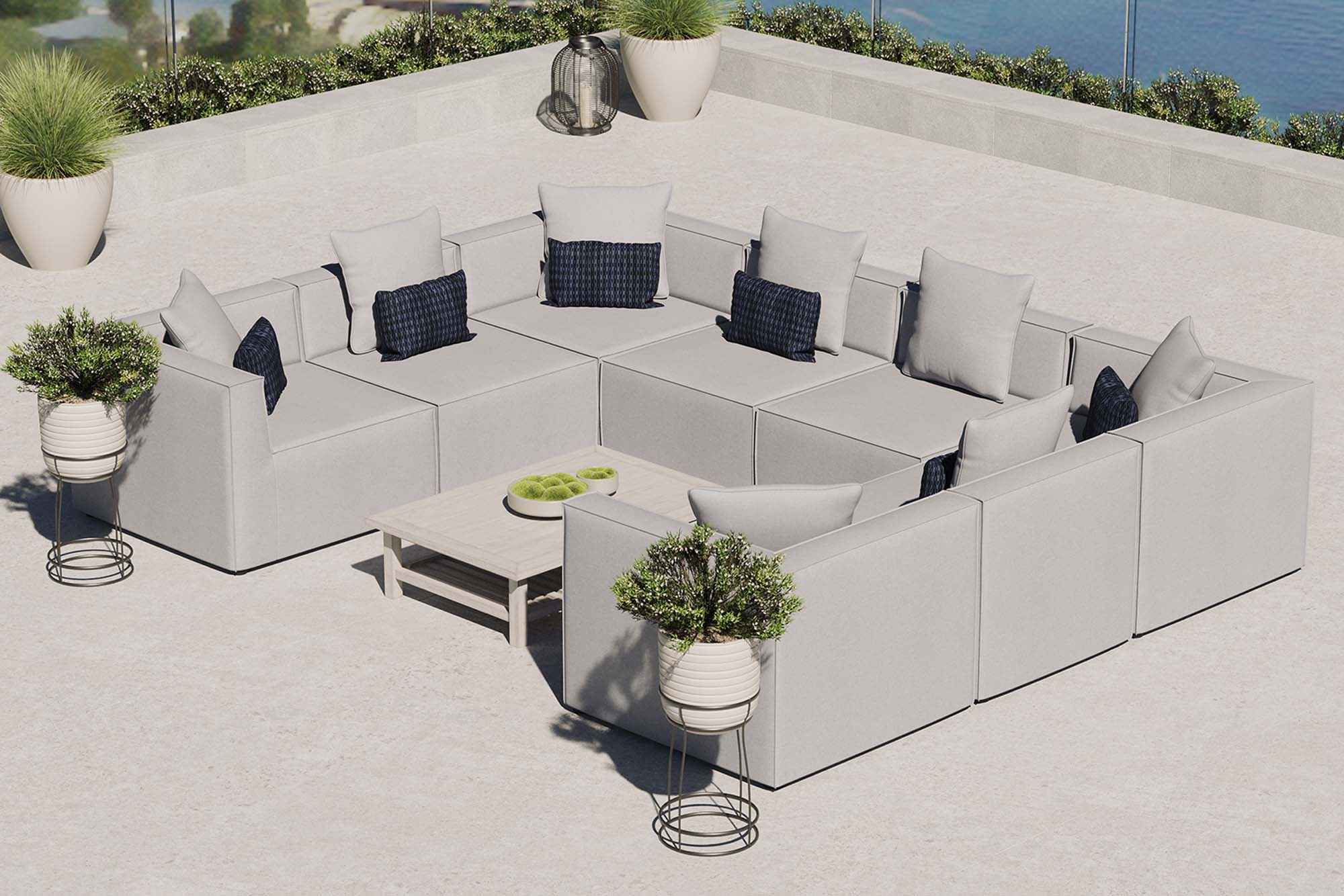 Patio Elegance Sectional Sofa - Saybrook 8-Piece Outdoor Upholstered Sofa by Modway