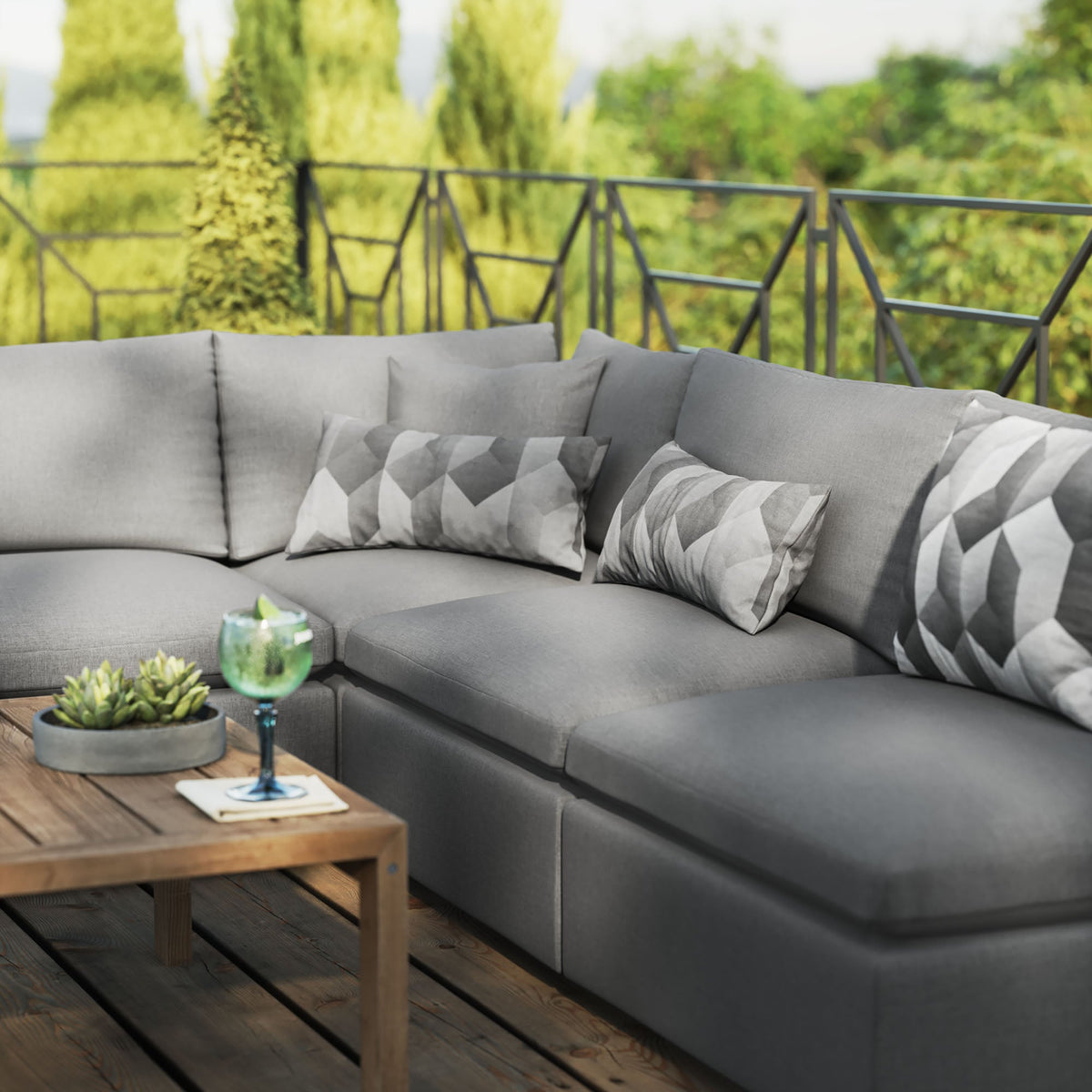 Commix 5-Piece Outdoor Patio Sectional Sofa by Modway - Charcoal / White (EEI-5587)