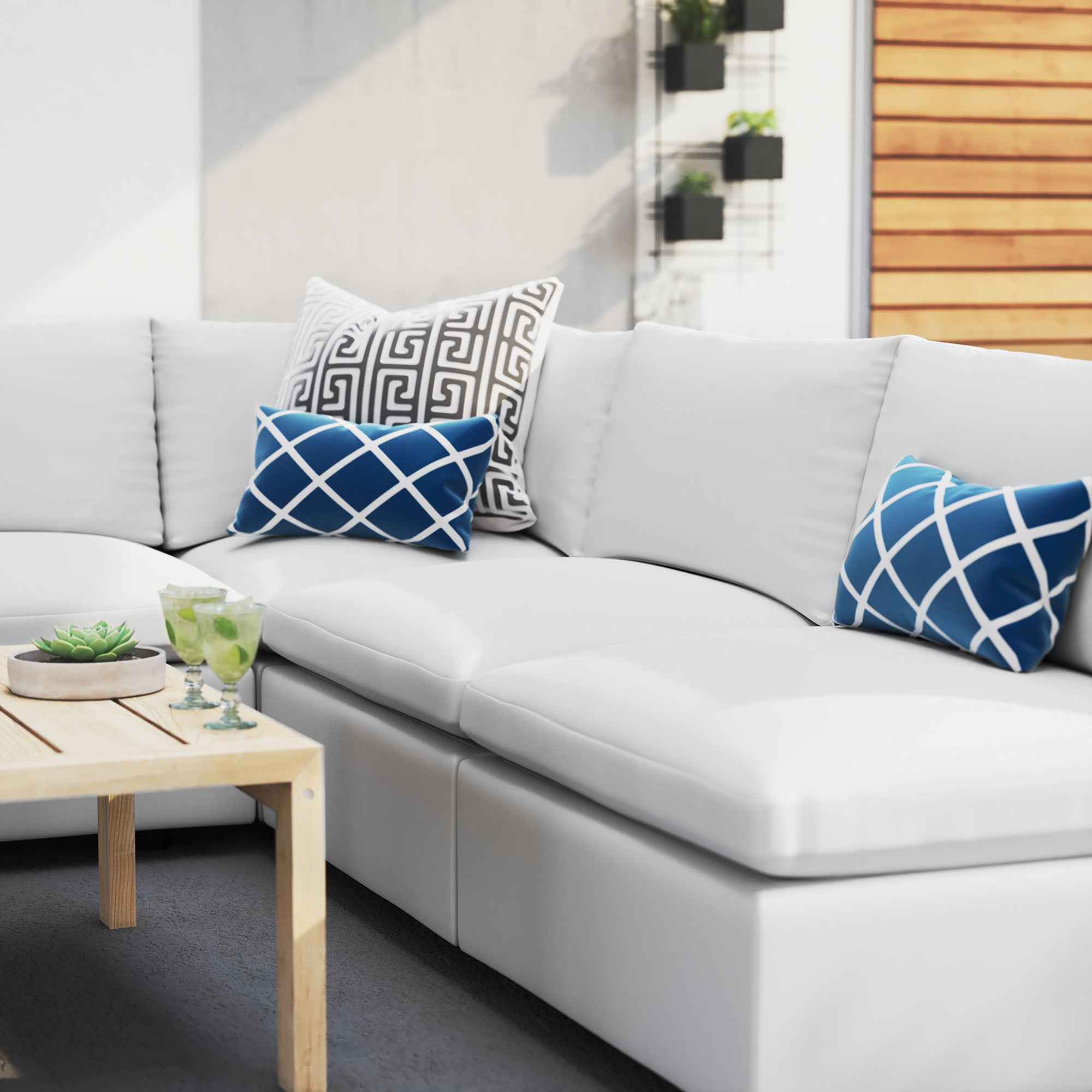 Commix Outdoor Sectional Sofa - 5-Piece Sunbrella® White Collection at Patio Elegance