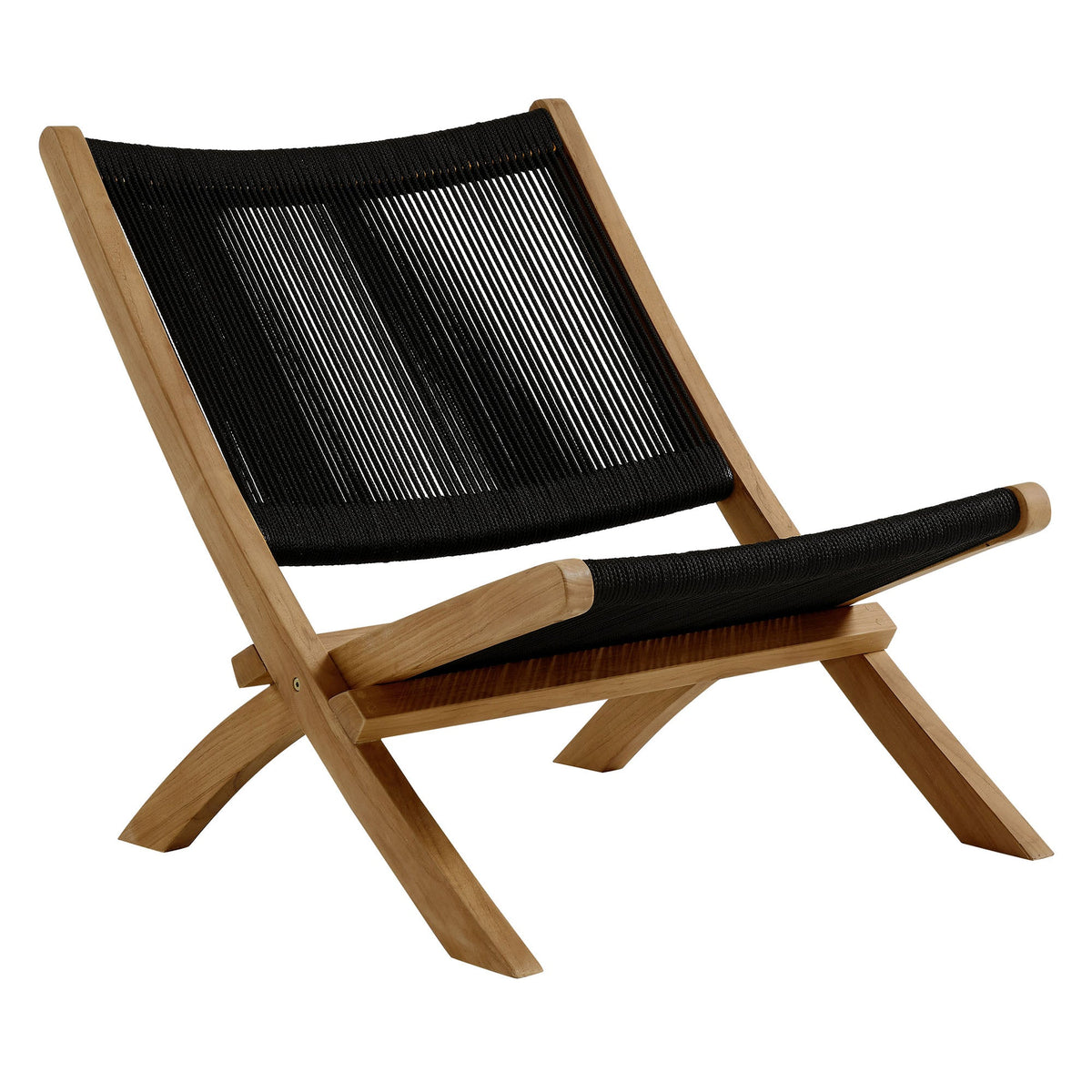 Vienna 2-Piece Outdoor Patio Teak and Rope Folding Accent Lounge Chair and Ottoman Set by Modway
