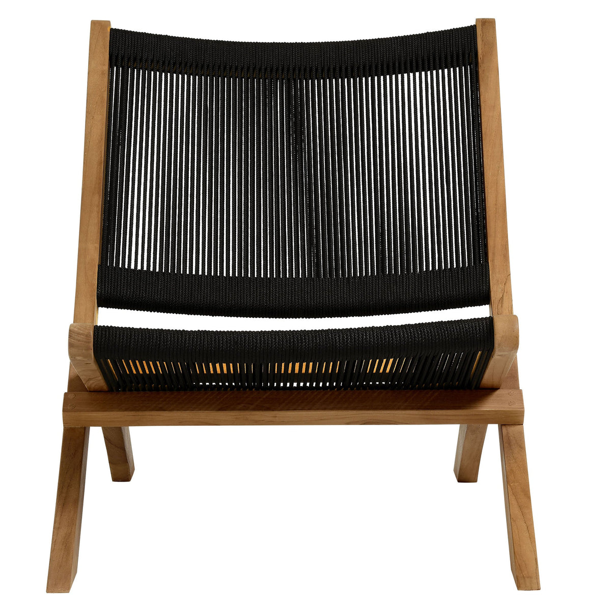 Vienna 2-Piece Outdoor Patio Teak and Rope Folding Accent Lounge Chair and Ottoman Set by Modway