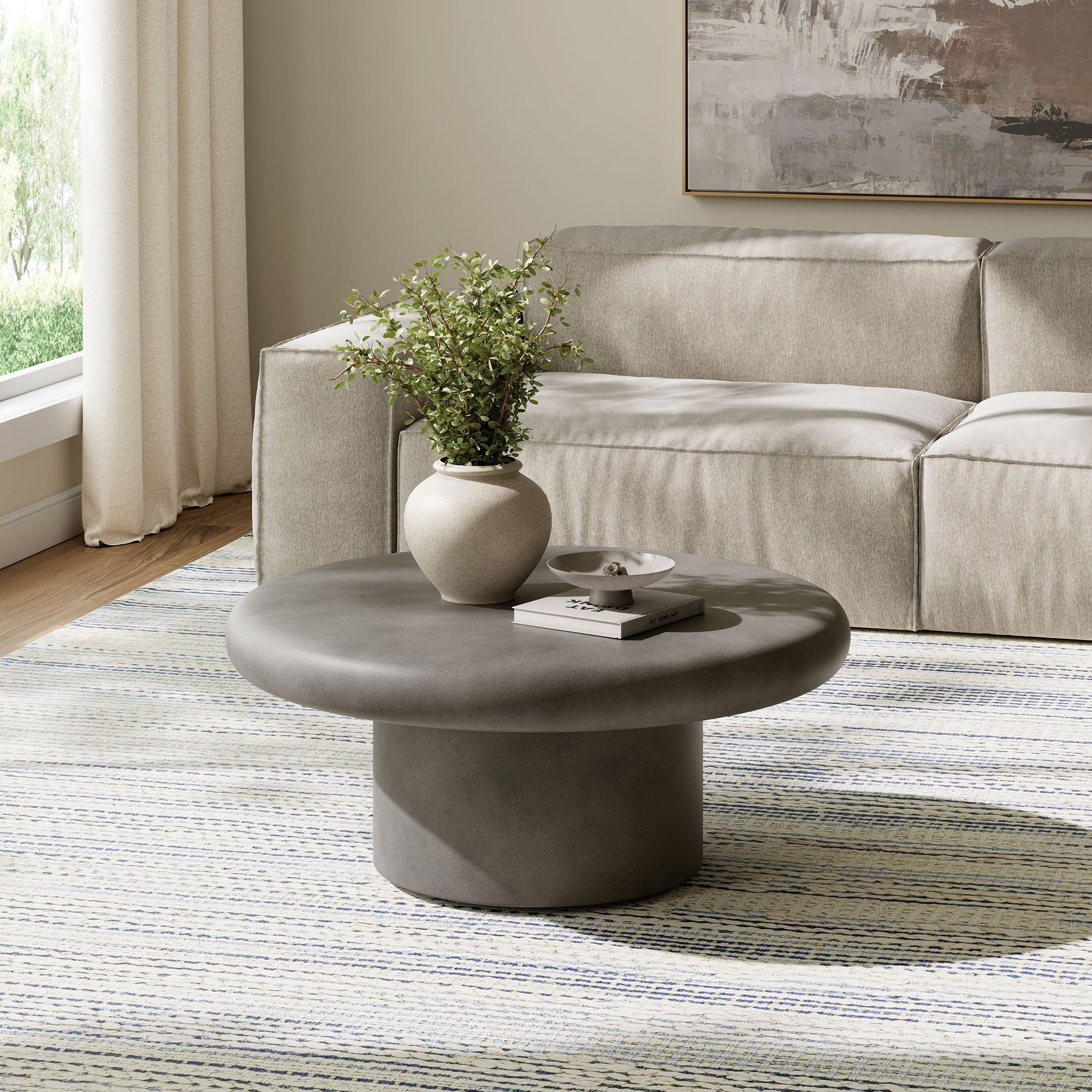 Argos Indoor-Outdoor Patio Concrete Round Coffee Table by Modway