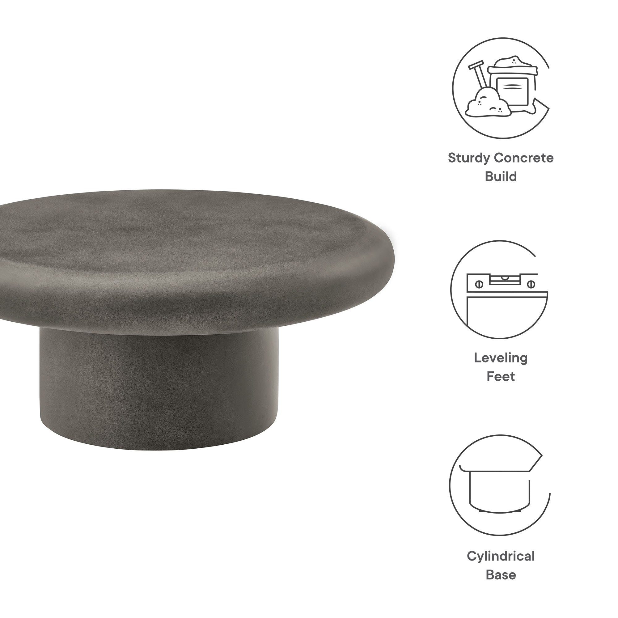 Argos Indoor-Outdoor Patio Concrete Round Coffee Table by Modway