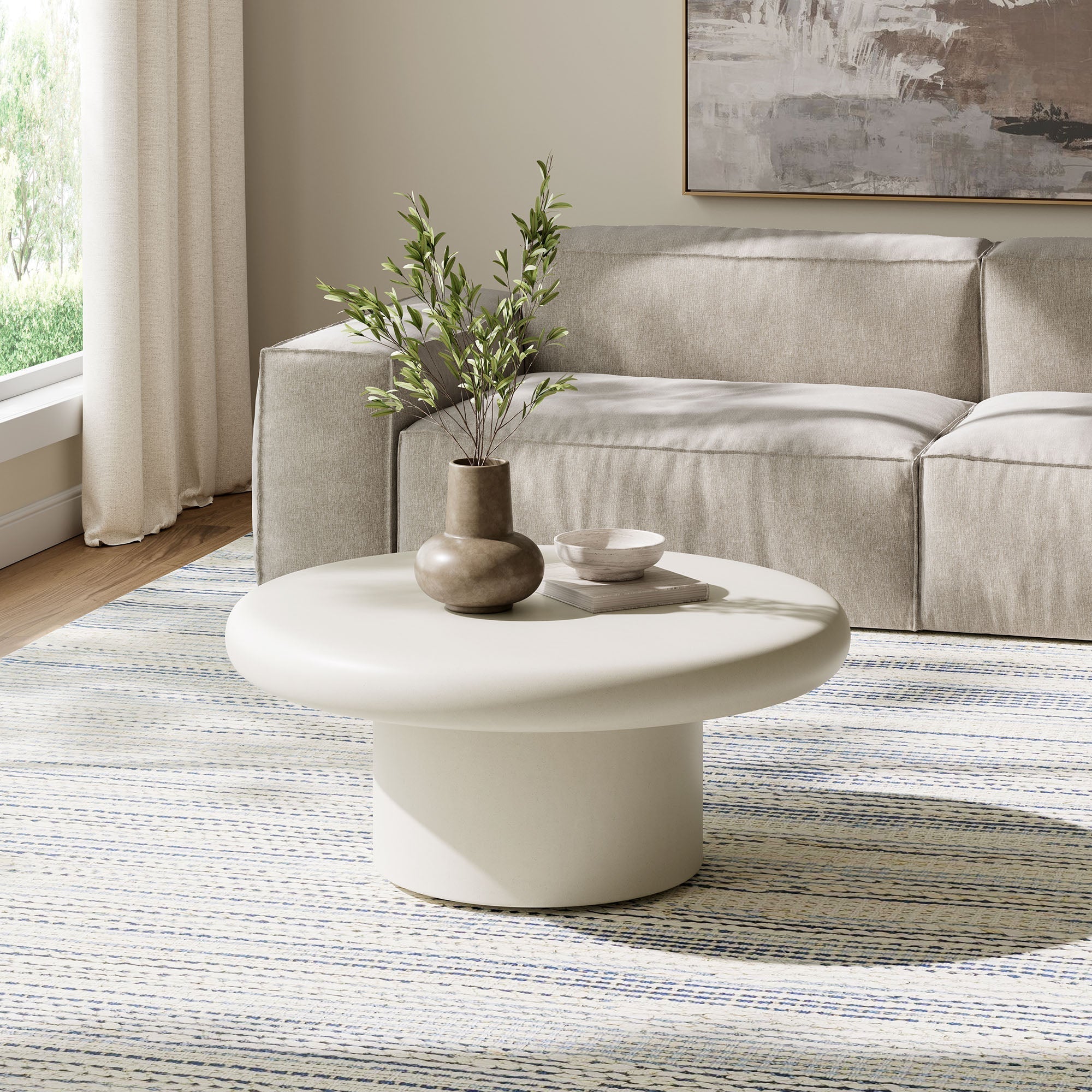 Argos Indoor-Outdoor Patio Concrete Round Coffee Table by Modway