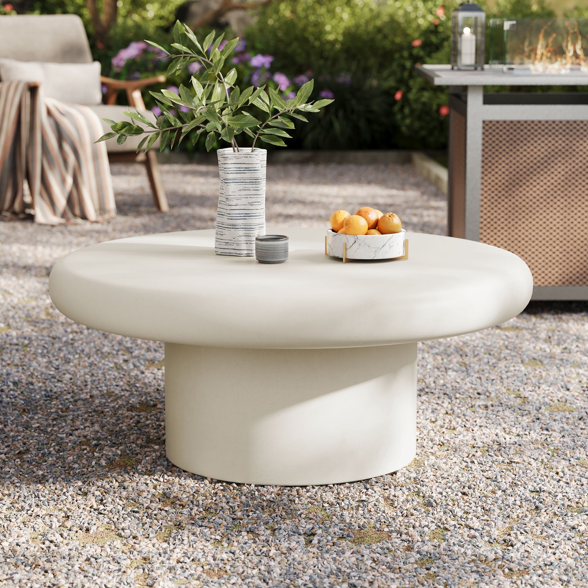 Argos Indoor-Outdoor Patio Concrete Round Coffee Table by Modway