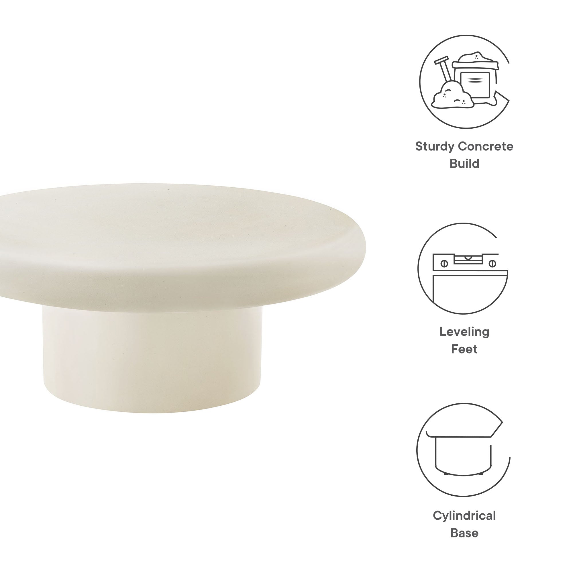 Argos Indoor-Outdoor Patio Concrete Round Coffee Table by Modway