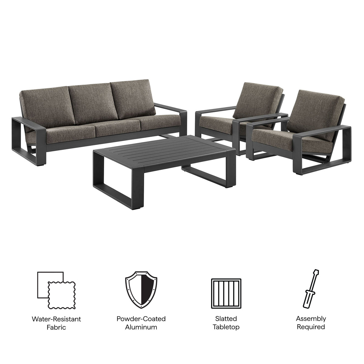 Lirienne 4-Piece Outdoor Patio Aluminum Furniture Set by Modway