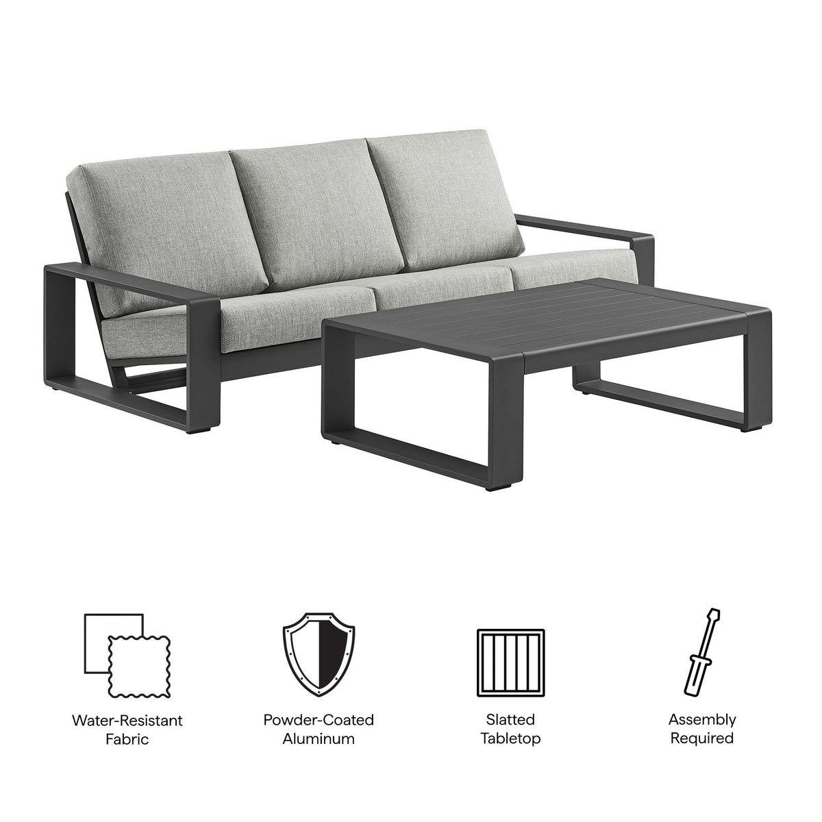 Lirienne 2-Piece Outdoor Patio Aluminum Furniture Set by Modway