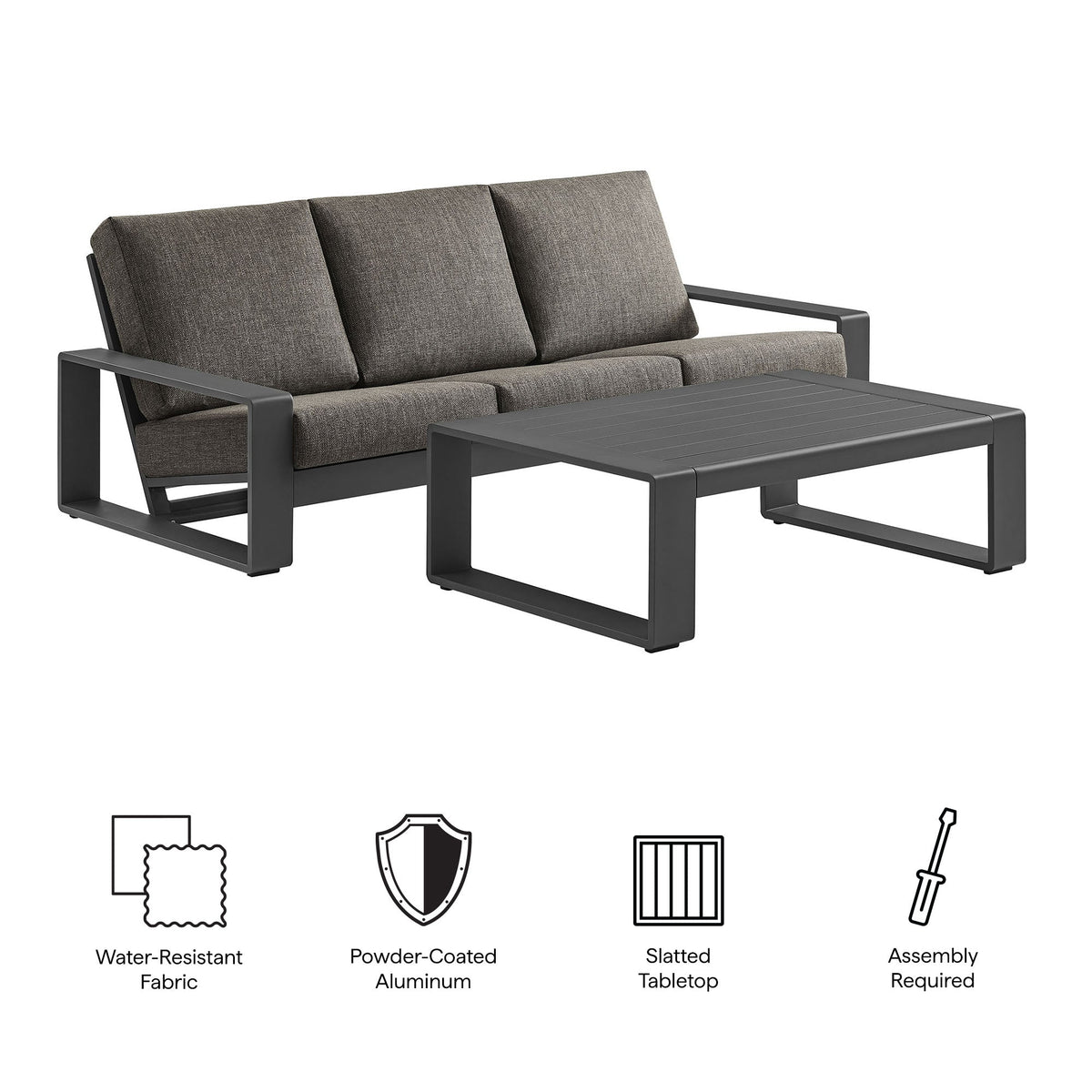 Lirienne 2-Piece Outdoor Patio Aluminum Furniture Set by Modway