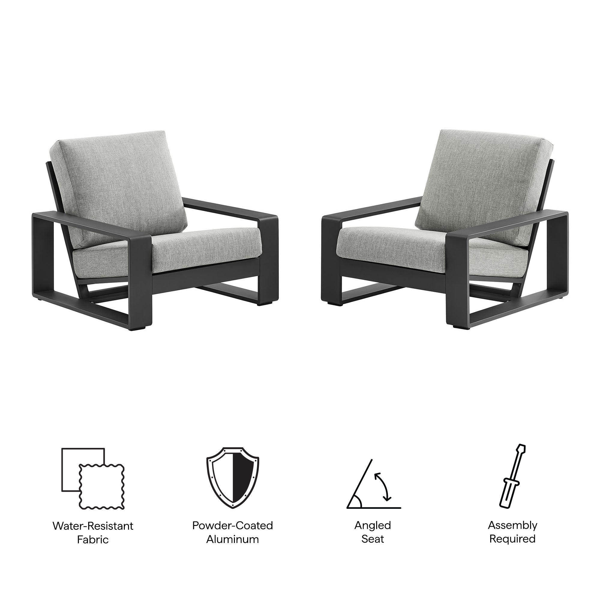 Lirienne Outdoor Patio Aluminum Faux Wood Armchairs Set of 2 by Modway