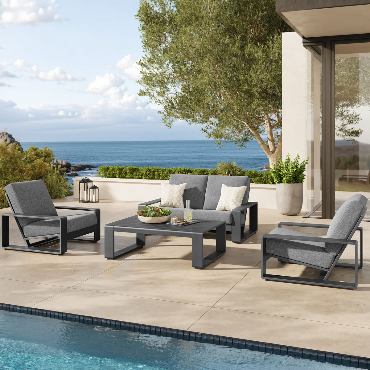 Lirienne 4-Piece Outdoor Patio Aluminum Furniture Set by Modway