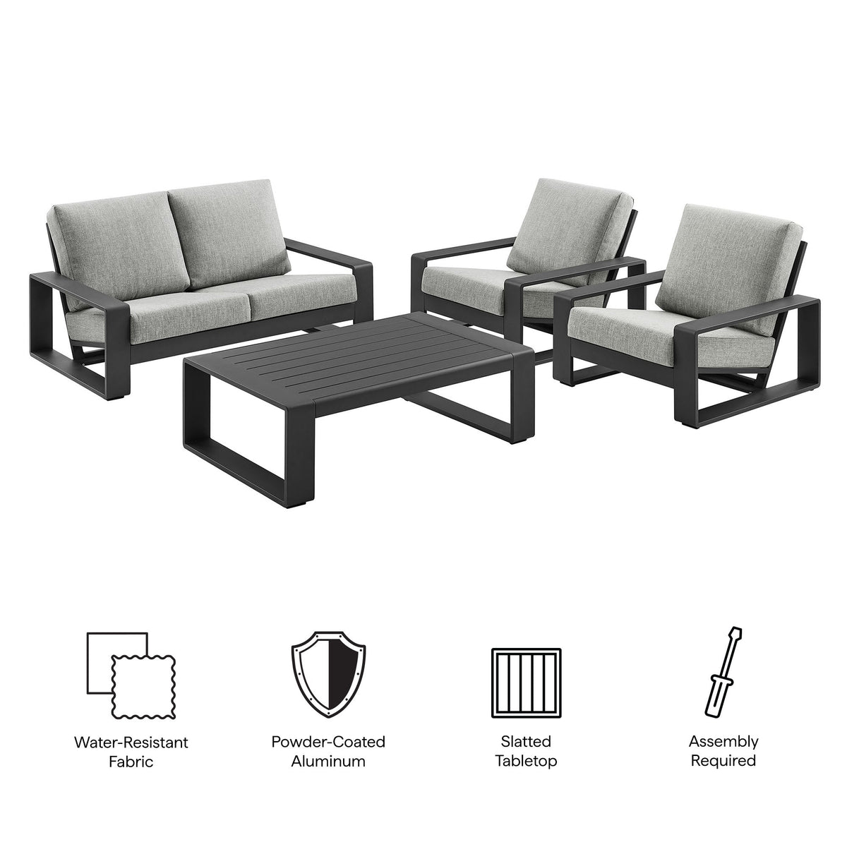 Lirienne 4-Piece Outdoor Patio Aluminum Furniture Set by Modway