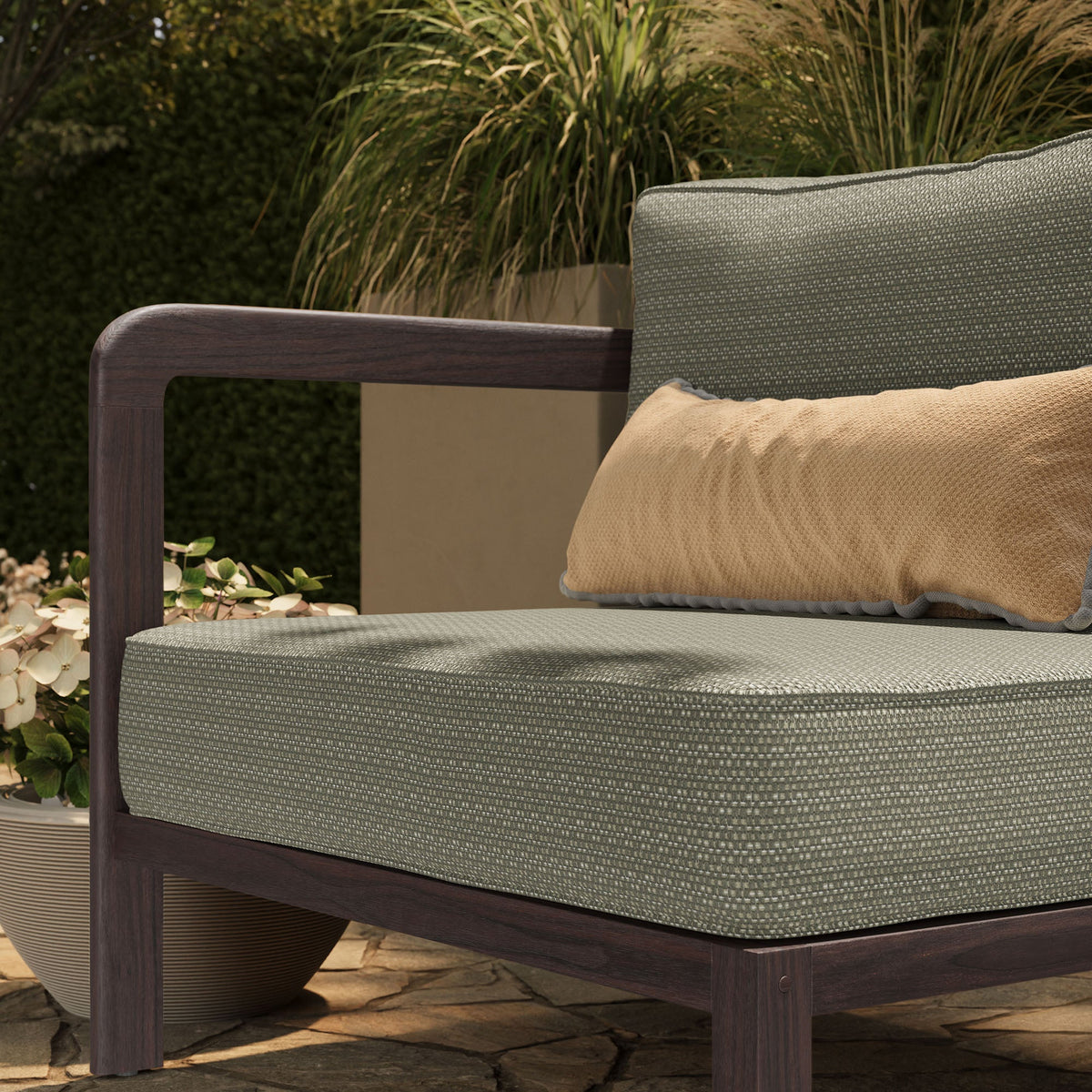 Kona Outdoor Patio Teak Wood Left-Arm Facing Modular Armchair by Modway