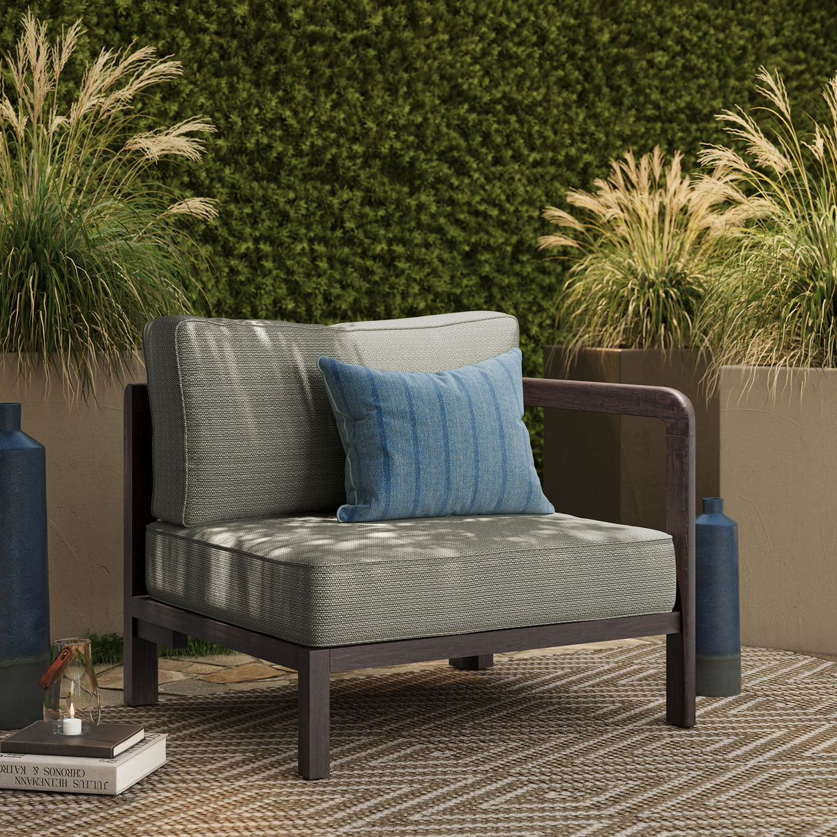 Kona Outdoor Patio Teak Wood Right-Arm Facing Modular Armchair by Modway