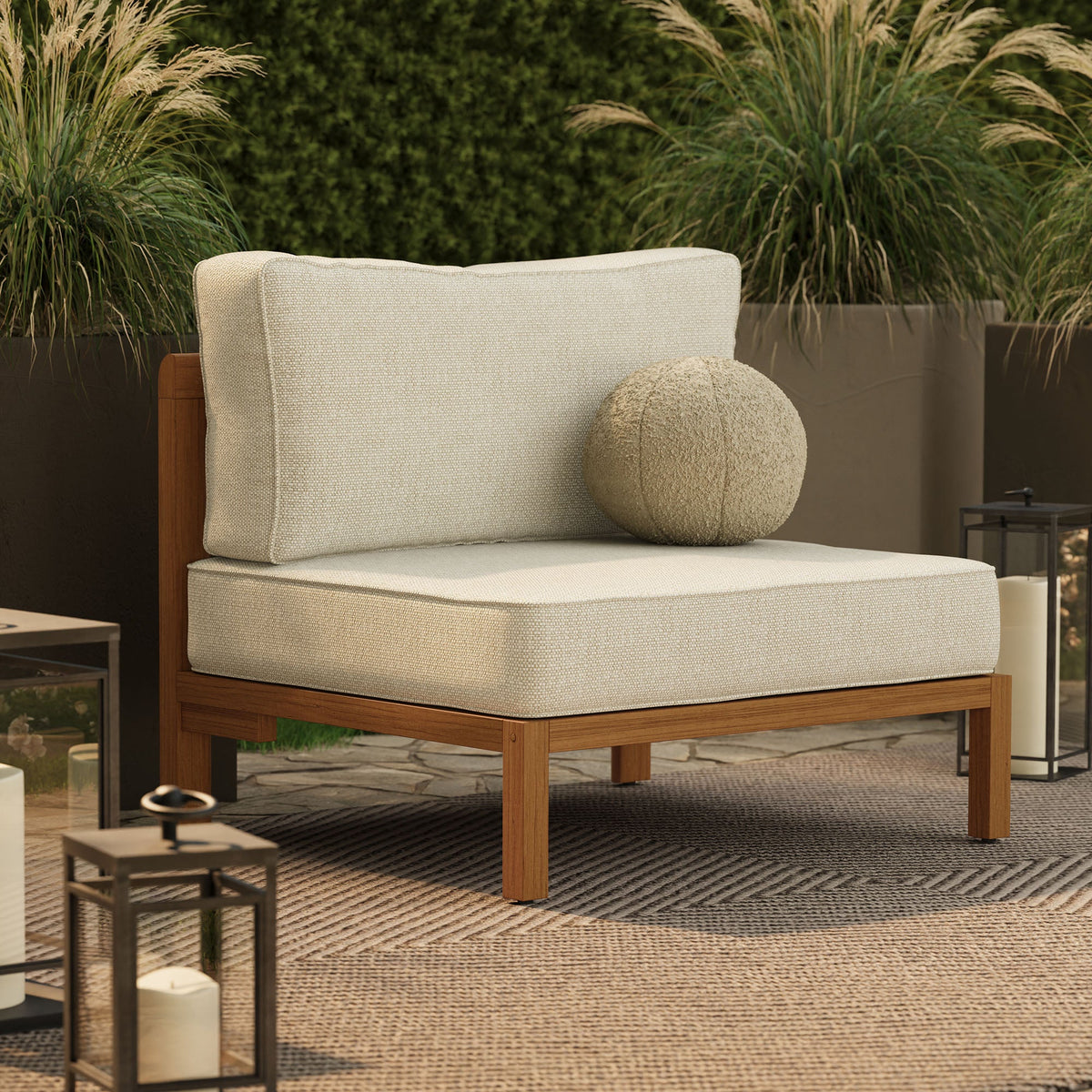 Kona Outdoor Patio Teak Wood Armless Modular Chair by Modway
