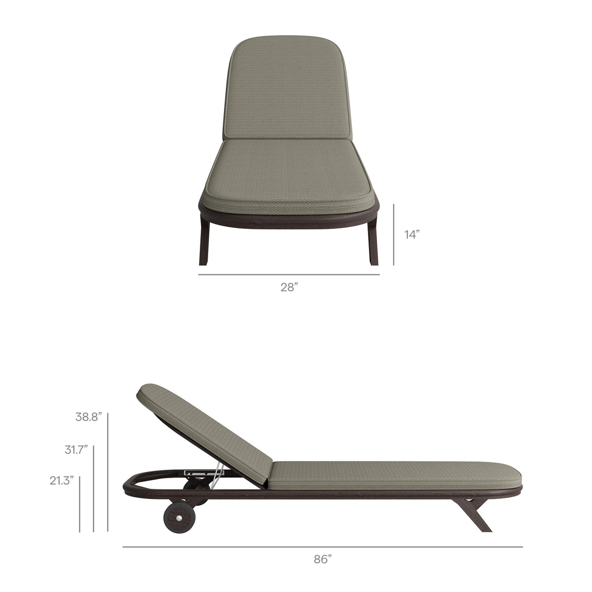 Kona Outdoor Patio Teak Wood Chaise Lounge Chair by Modway