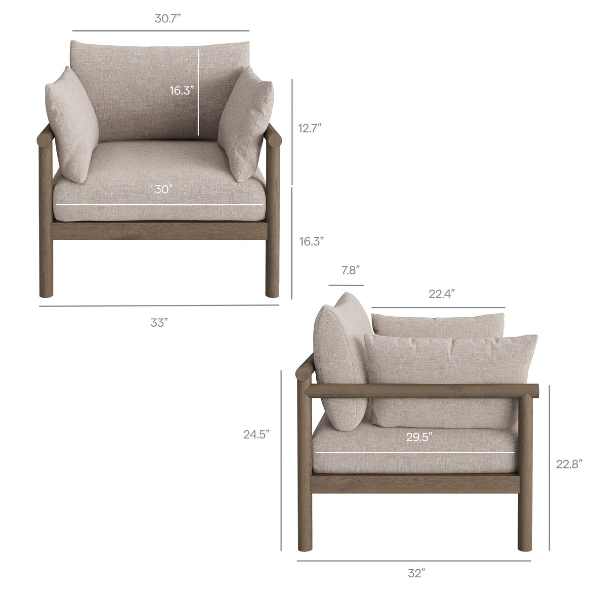 Eleni 2-Piece Outdoor Patio Teak Wood Armchair and Ottoman Set by Modway
