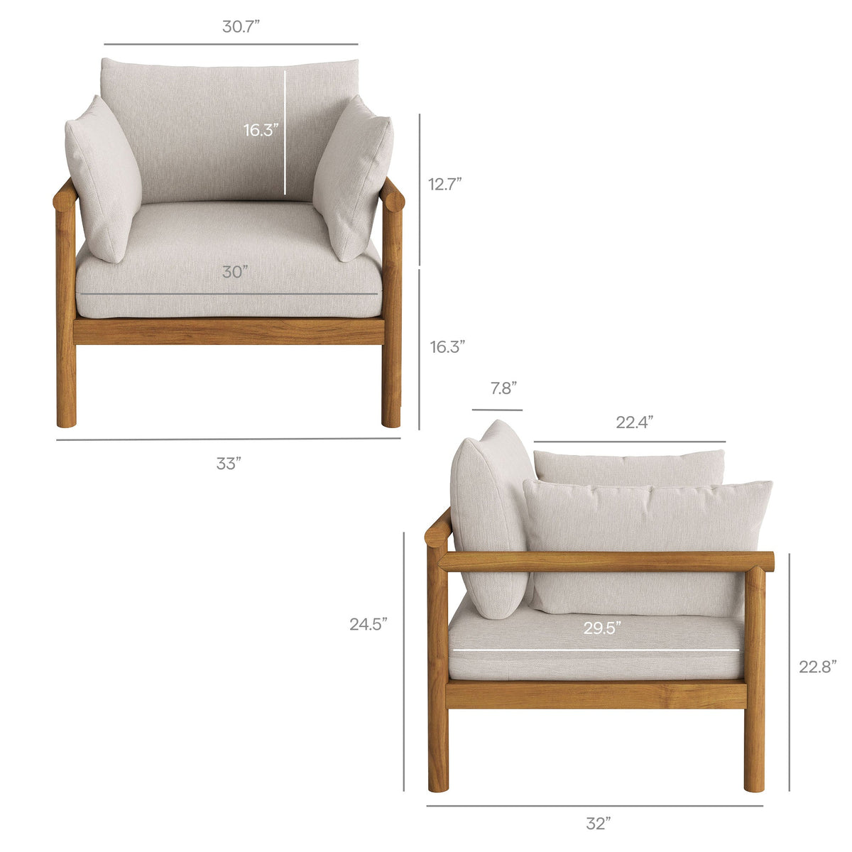 Eleni 3-Piece Outdoor Patio Teak Wood Furniture Set by Modway
