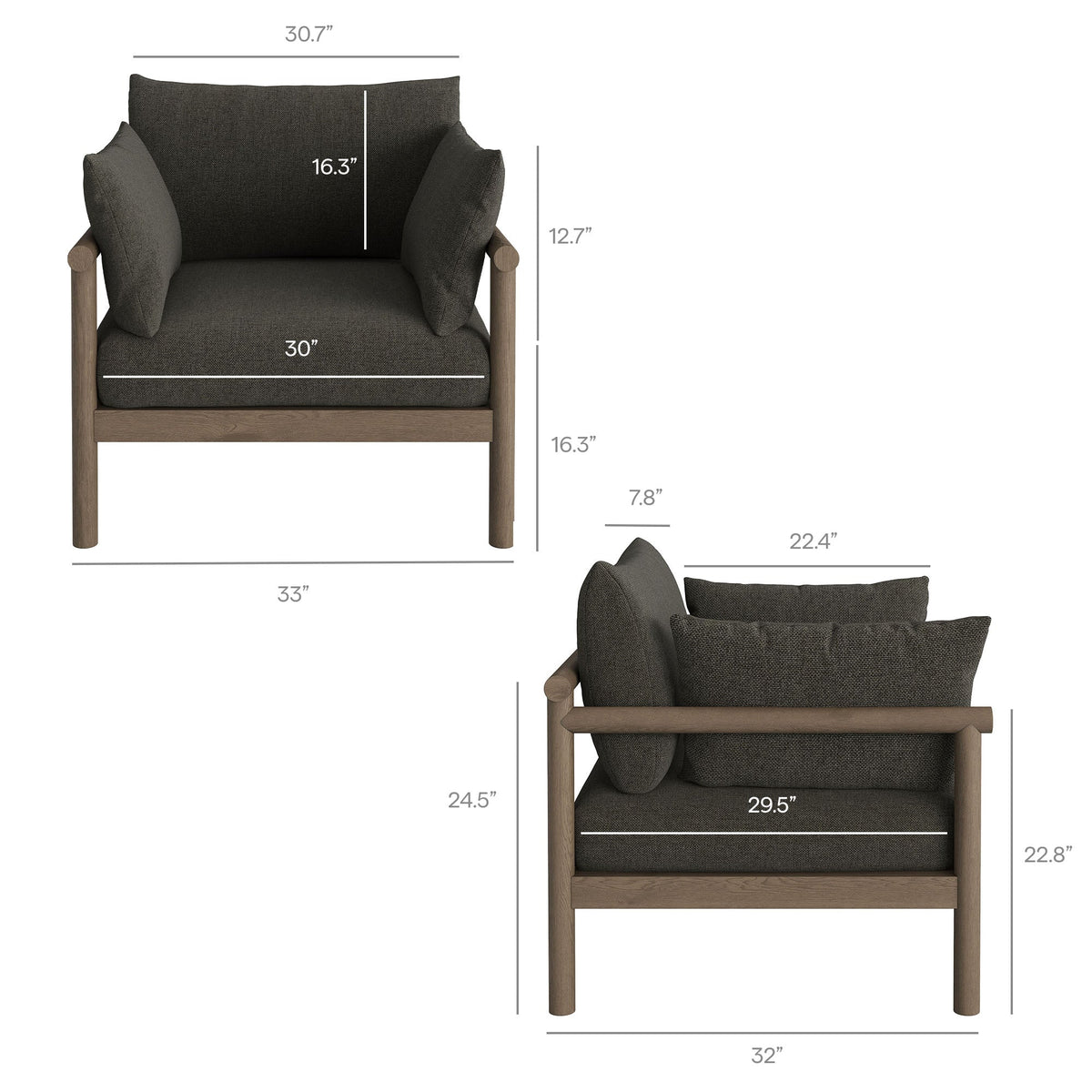 Eleni 3-Piece Outdoor Patio Teak Wood Furniture Set by Modway