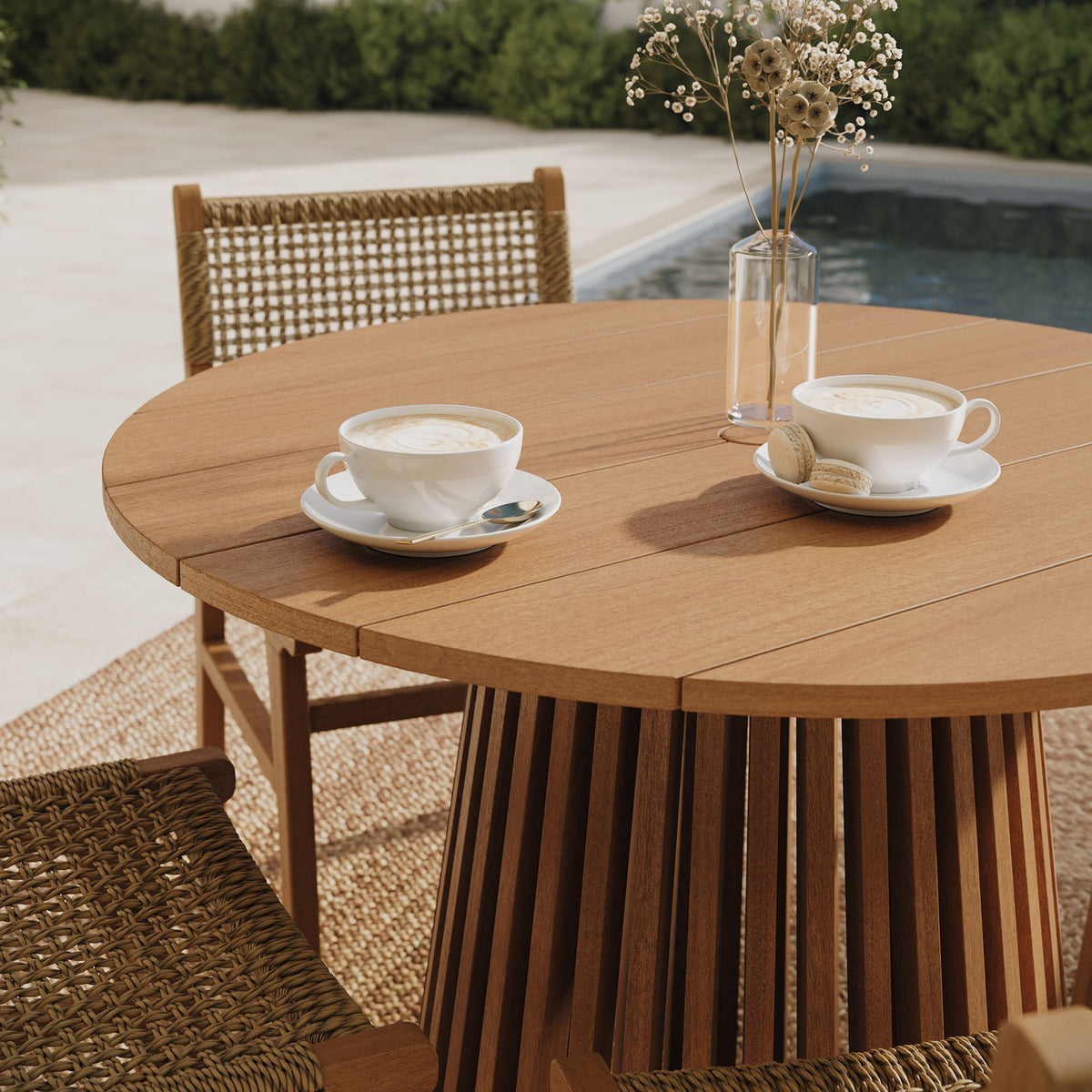 Lane Round Outdoor Patio Teak Wood Dining Table by Modway