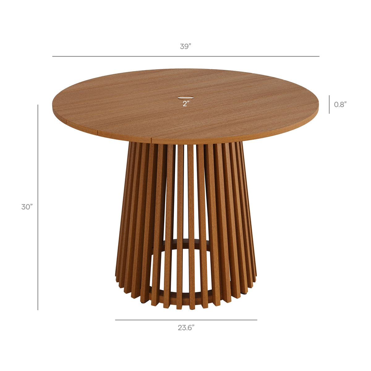 Lane Round Outdoor Patio Teak Wood Dining Table by Modway